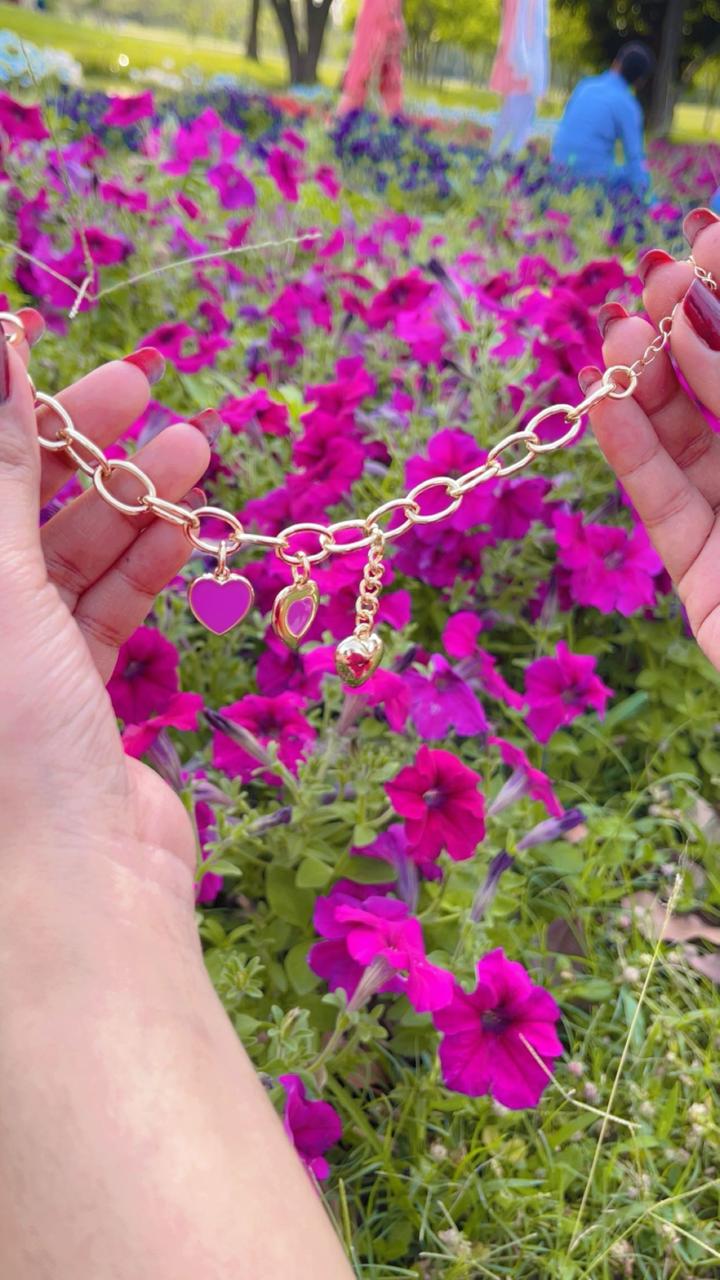 Purple Heart Chain Bracelet