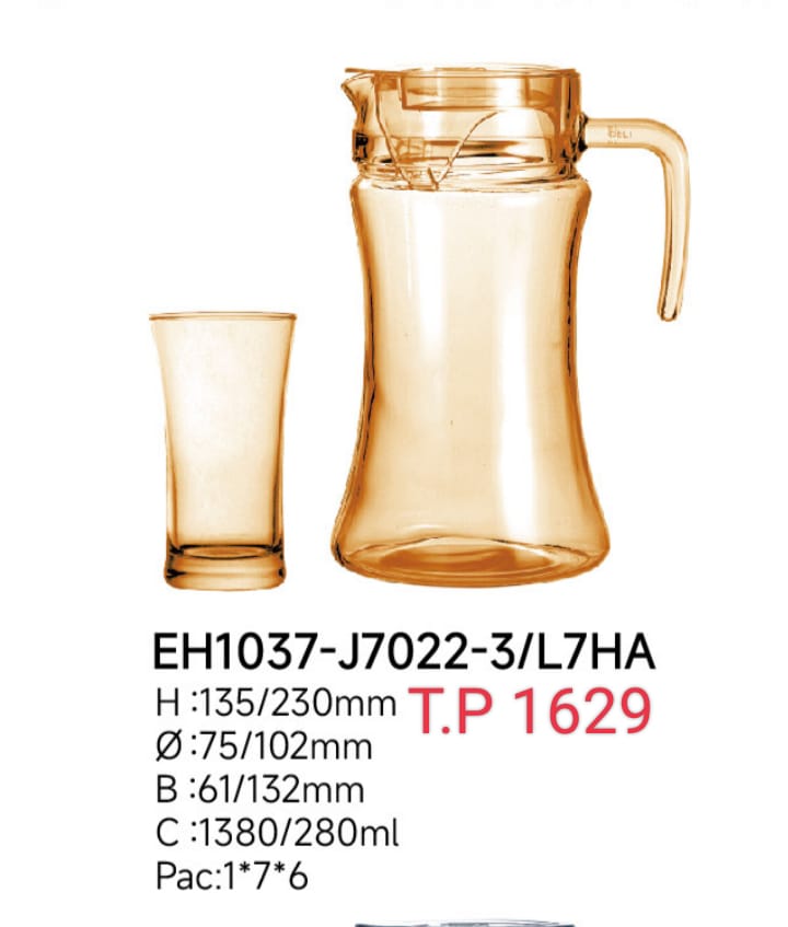 Amber Glass Jug and Tumbler Set