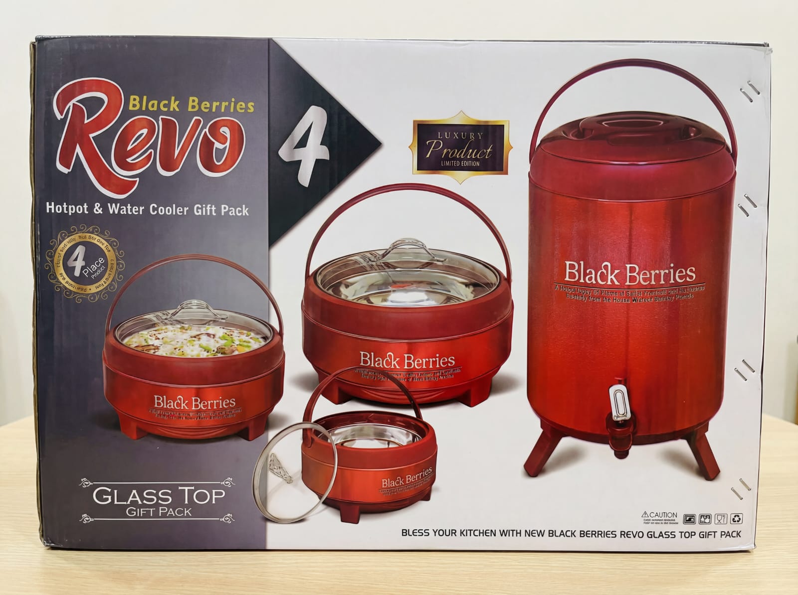 Revo Black Berries 4Psc Hotpot & Water Cooler Set