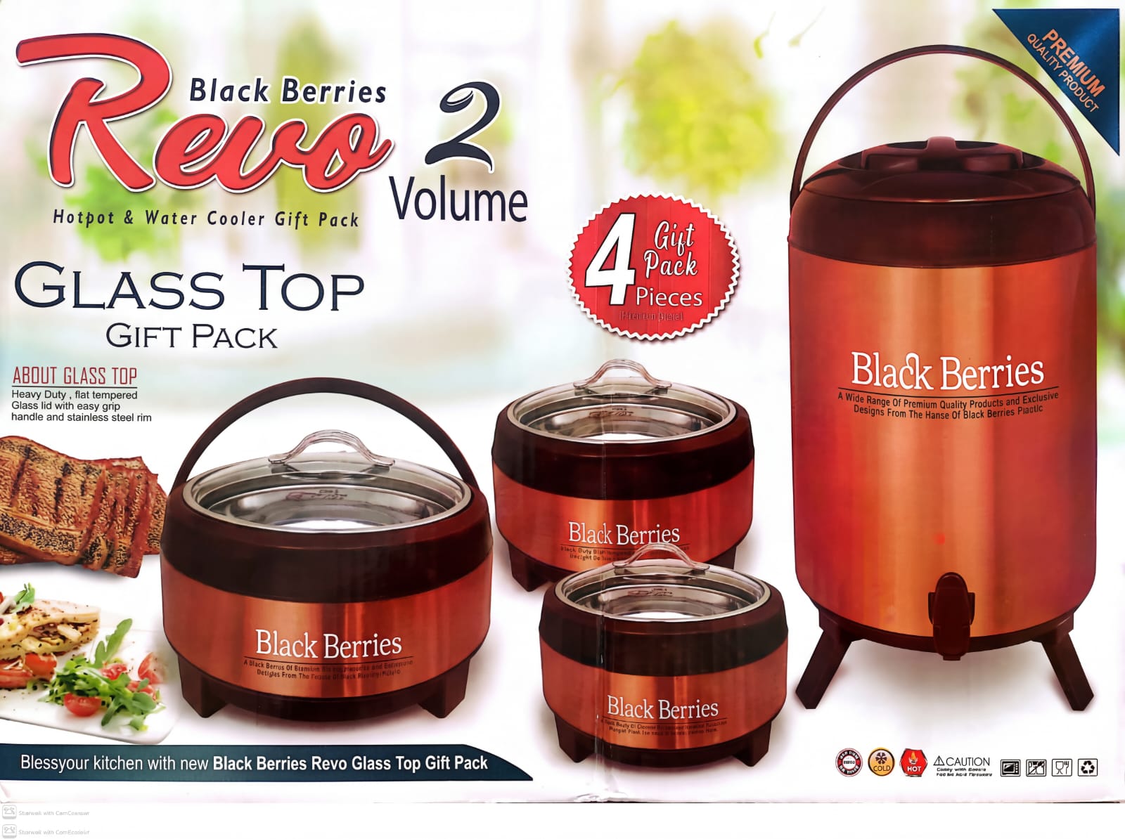 Black Berries Revo Glass Top 4Psc Gift Pack