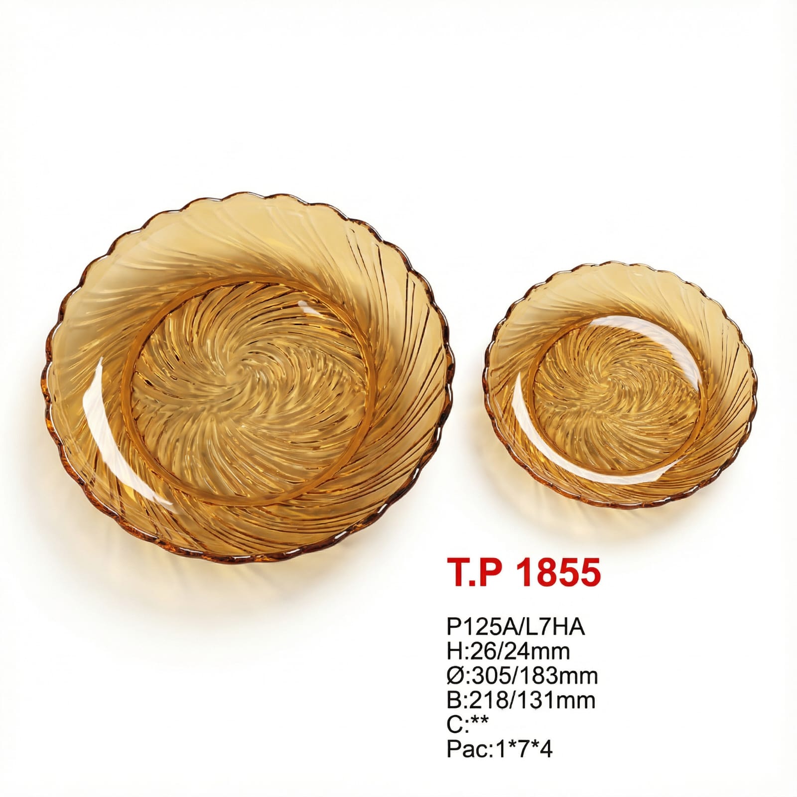 Amber Glass Dinner Plate Set 7 Pcs