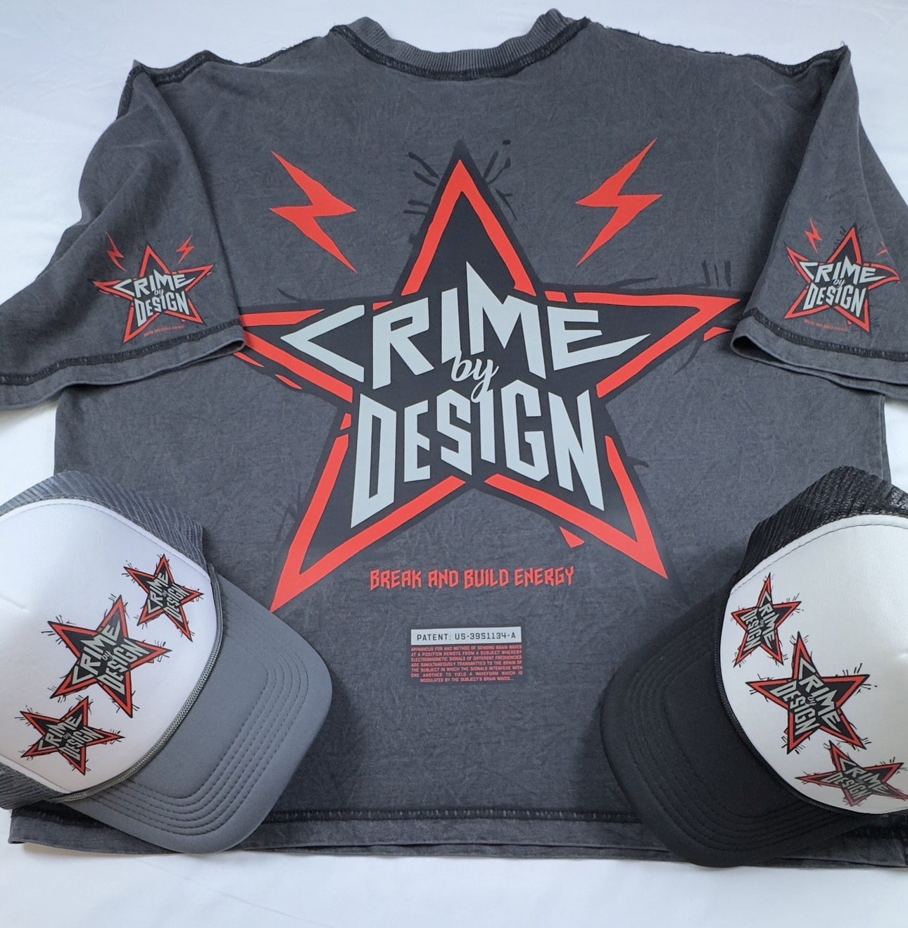 Crime By Design PREMIUM heavyweight Shirt and Trucker Hat 