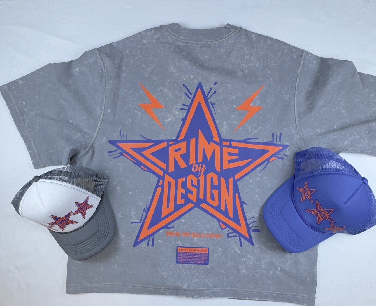 Crime By Design Ultra Heavyweight Premium  Crop Tshirt and Trucker Hat 