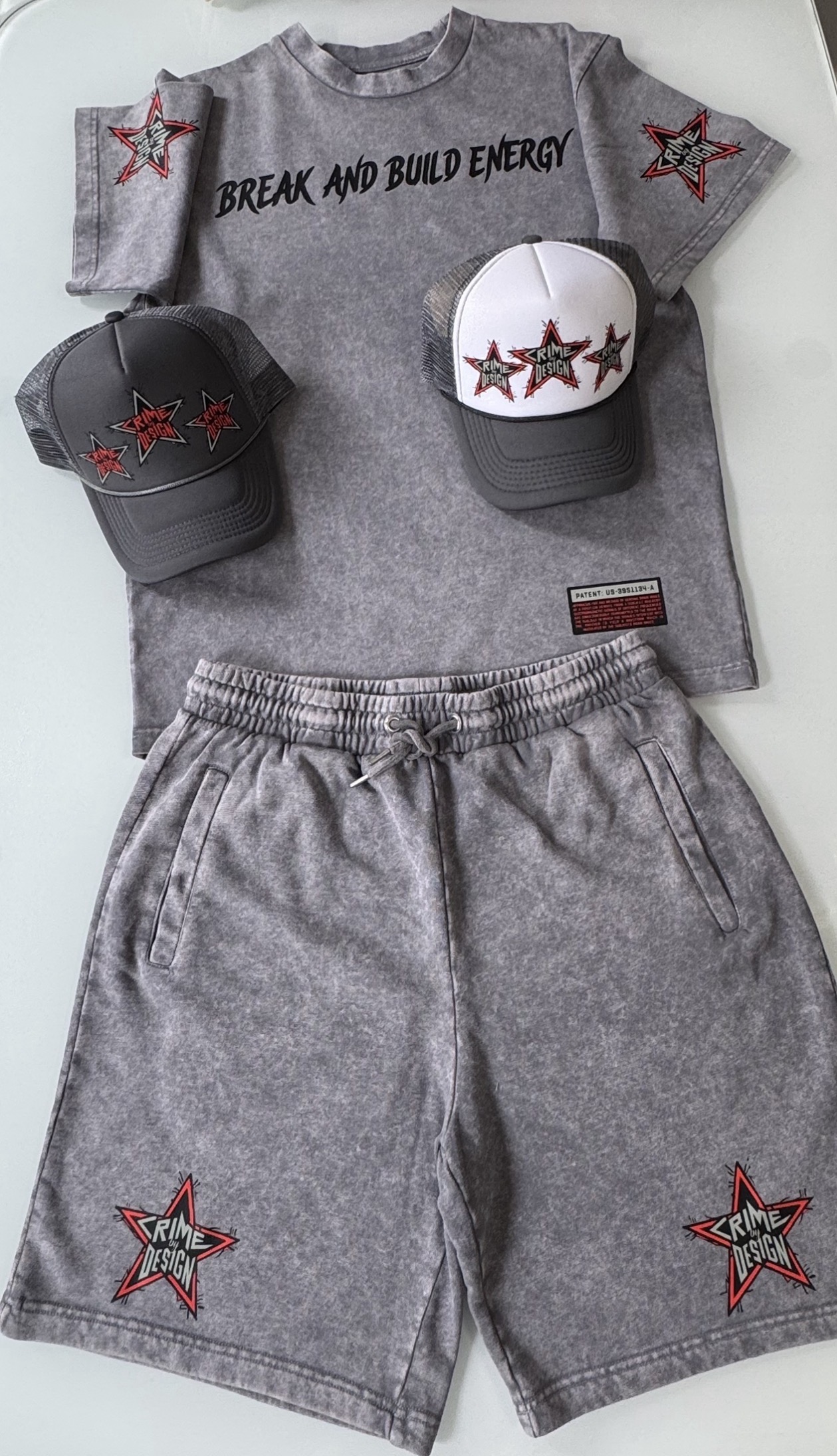 Crime By Design PREMIUM SET , Shirt , Shorts and Hat 