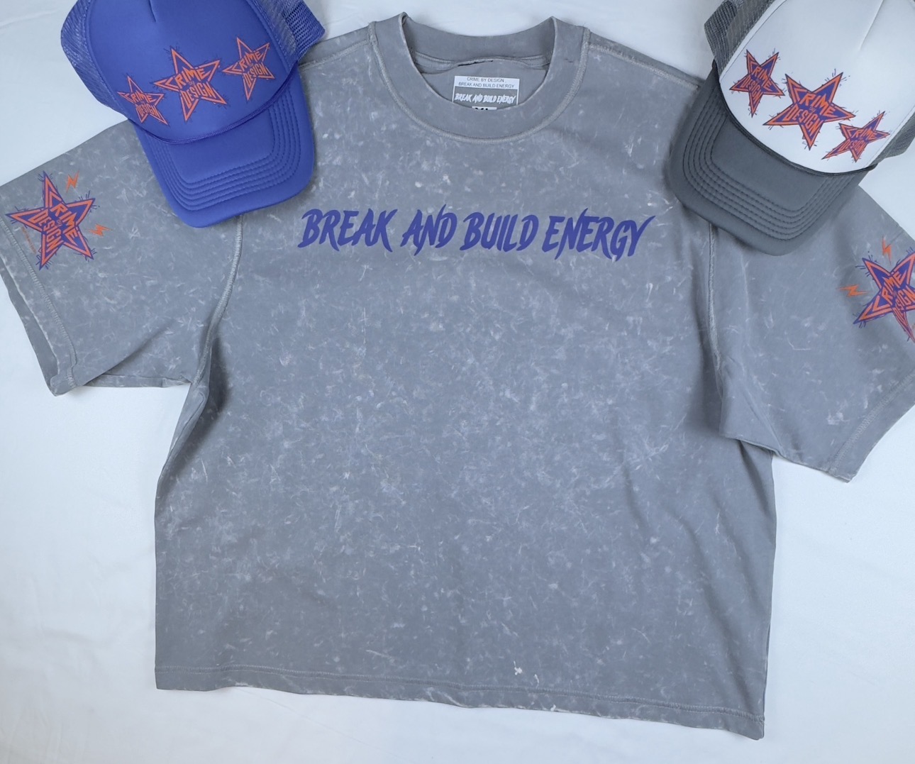 Crime By Design Ultra Heavyweight Premium  Crop Tshirt and Trucker Hat 