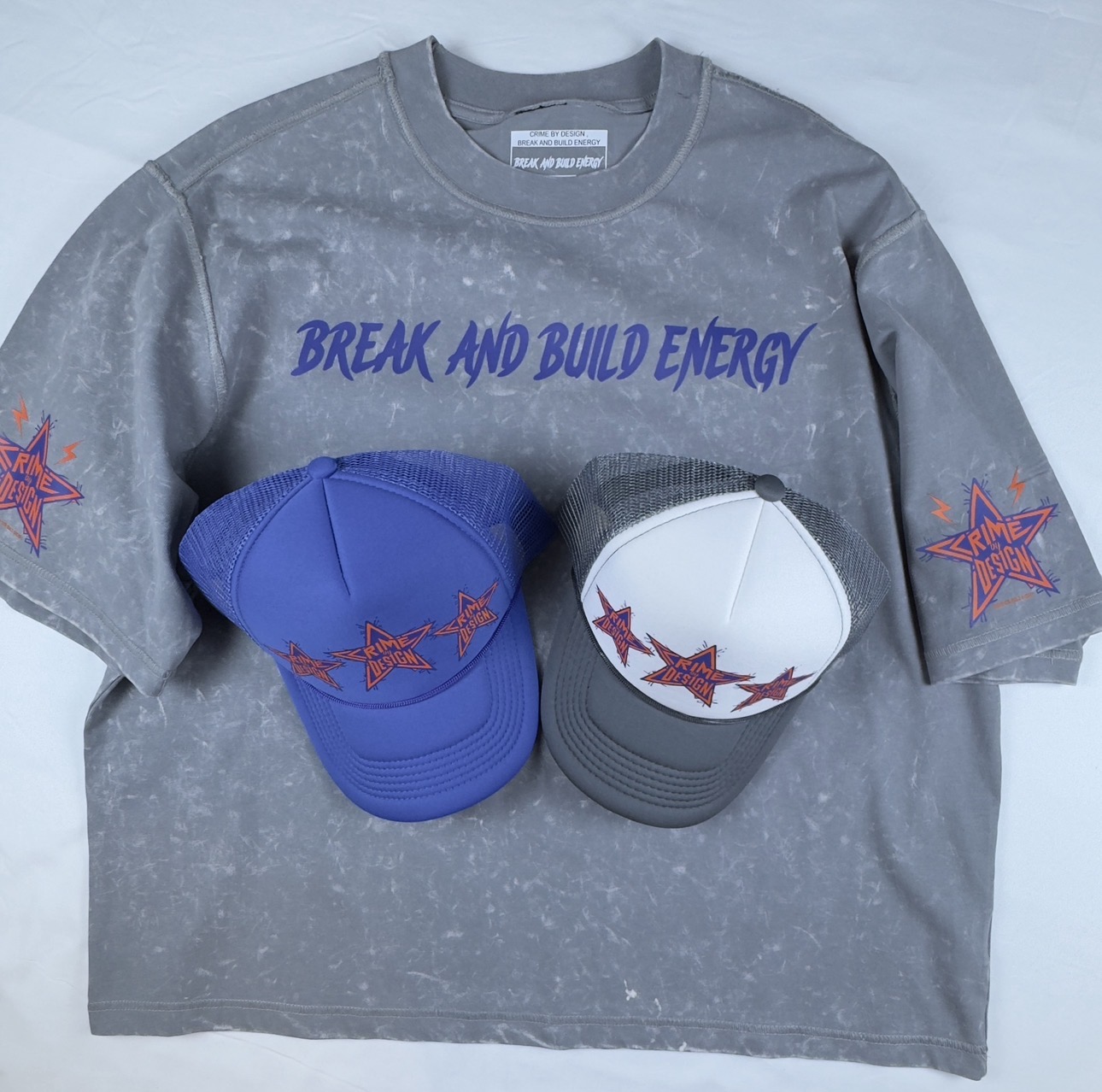Crime By Design Ultra Heavyweight Premium  Crop Tshirt and Trucker Hat 