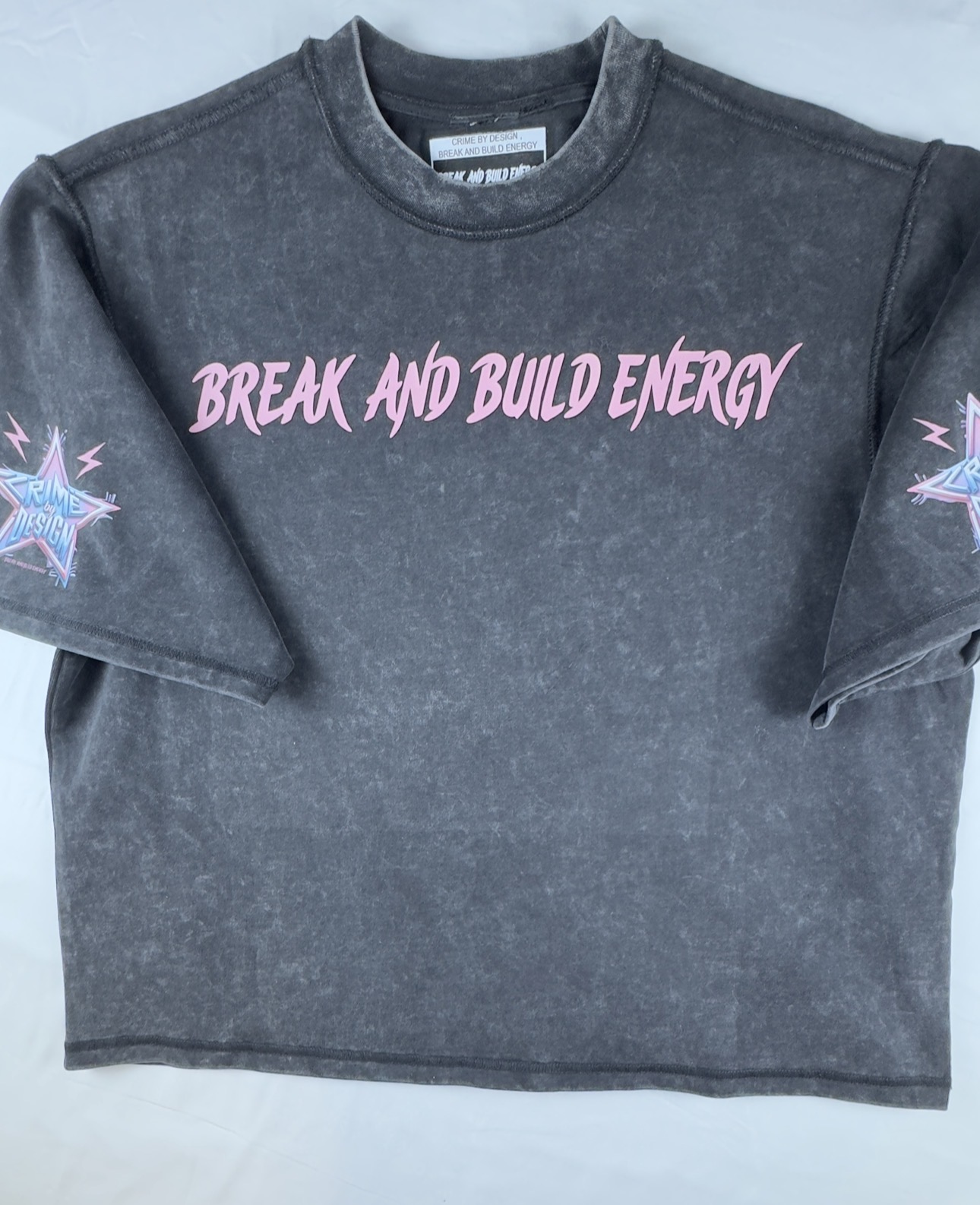 Black Acid Wash Luxury Heavyweight Crime By Design Crop 