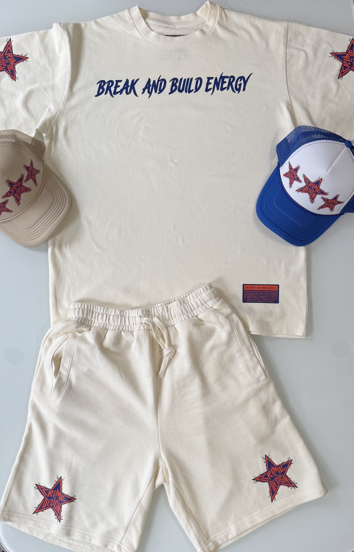 Crime By Design PREMIUM FULL SET , Shirt , shorts and hat 