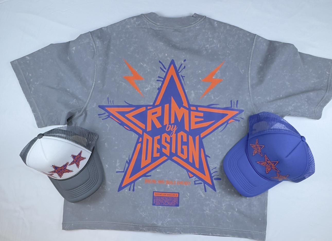 Crime By Design Ultra Heavyweight Premium  Crop Tshirt and Trucker Hat 