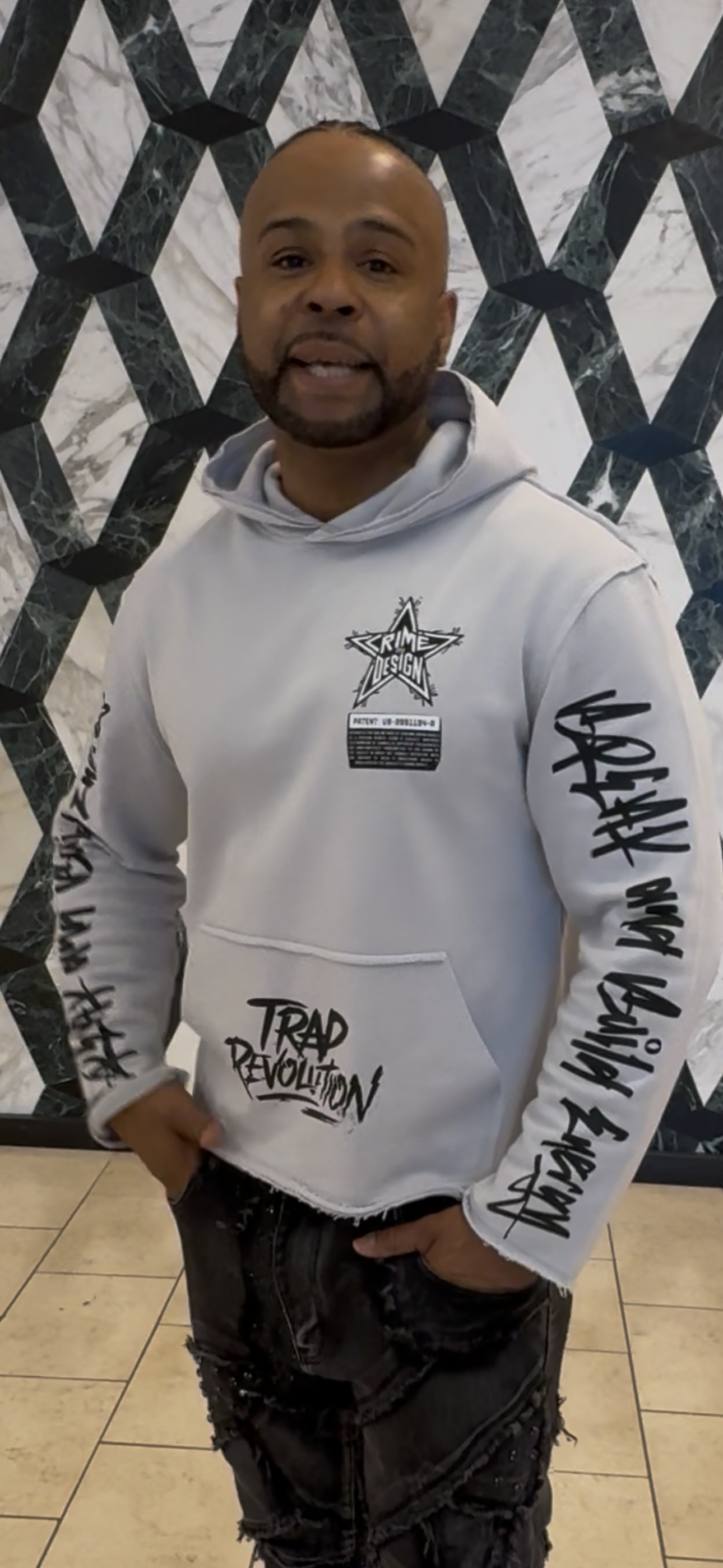 Crime By Design -Revolutionary Hoodie - Cement Grey &Black 