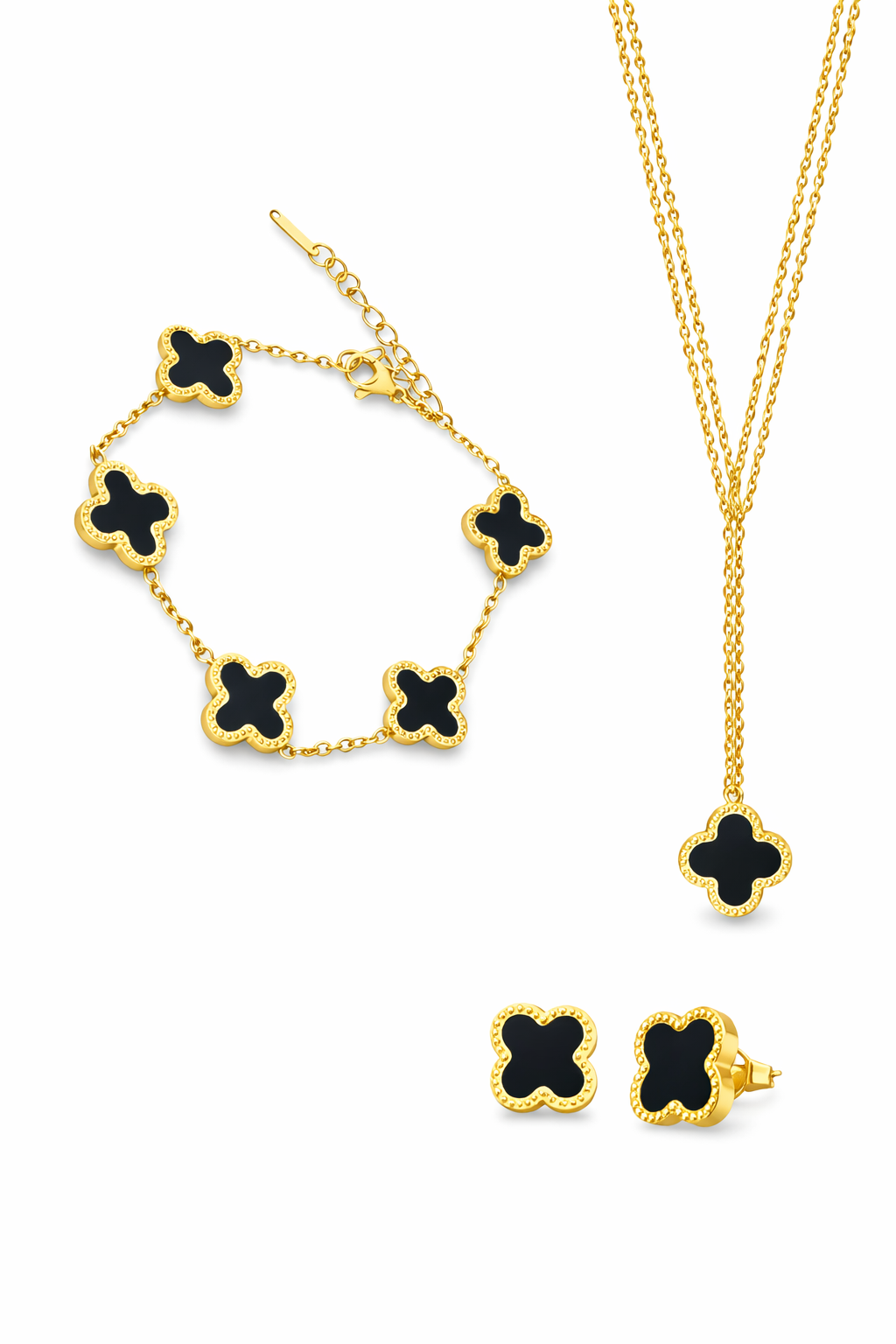 Gold Plated Clover Jewelry Set