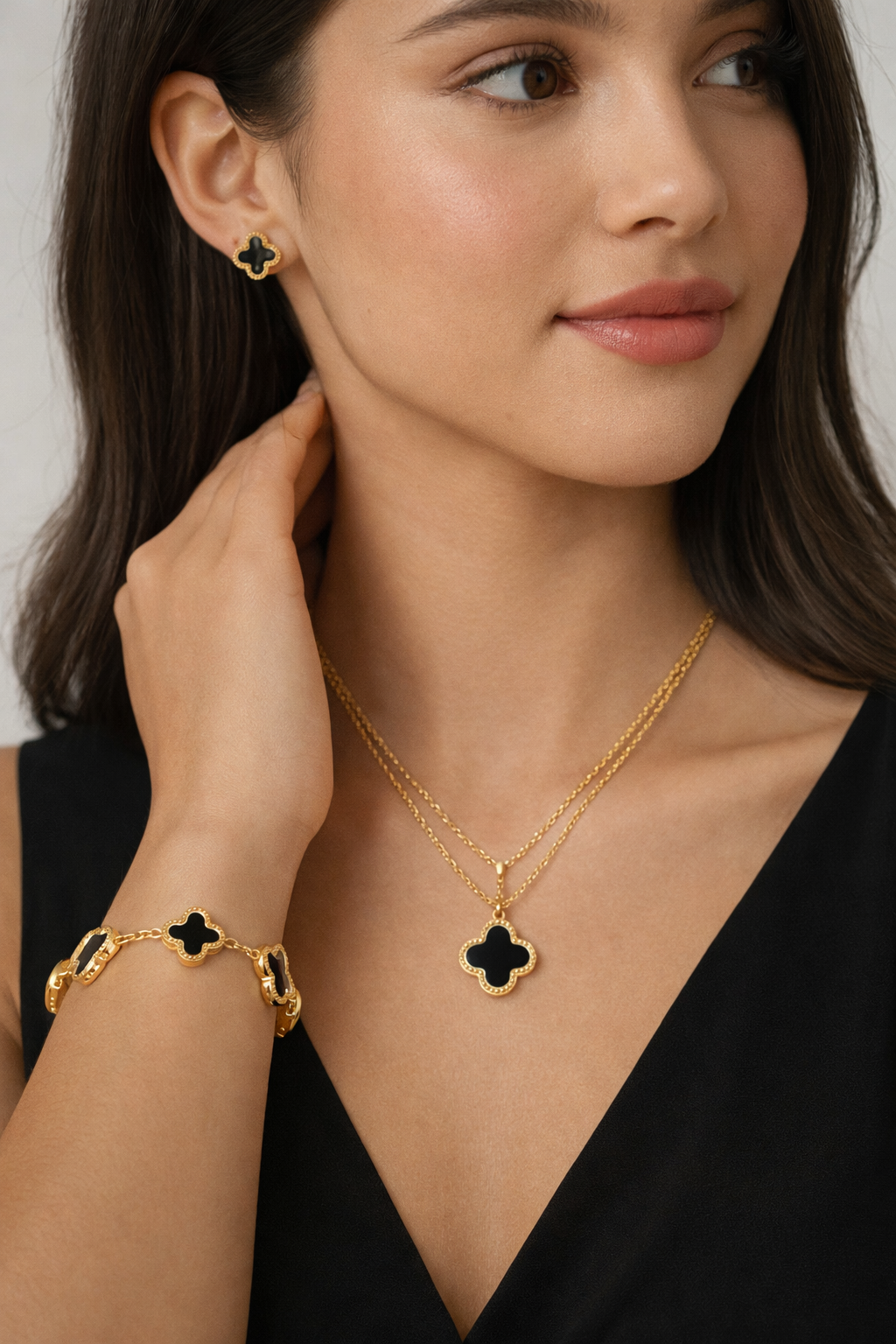 Gold Plated Clover Jewelry Set