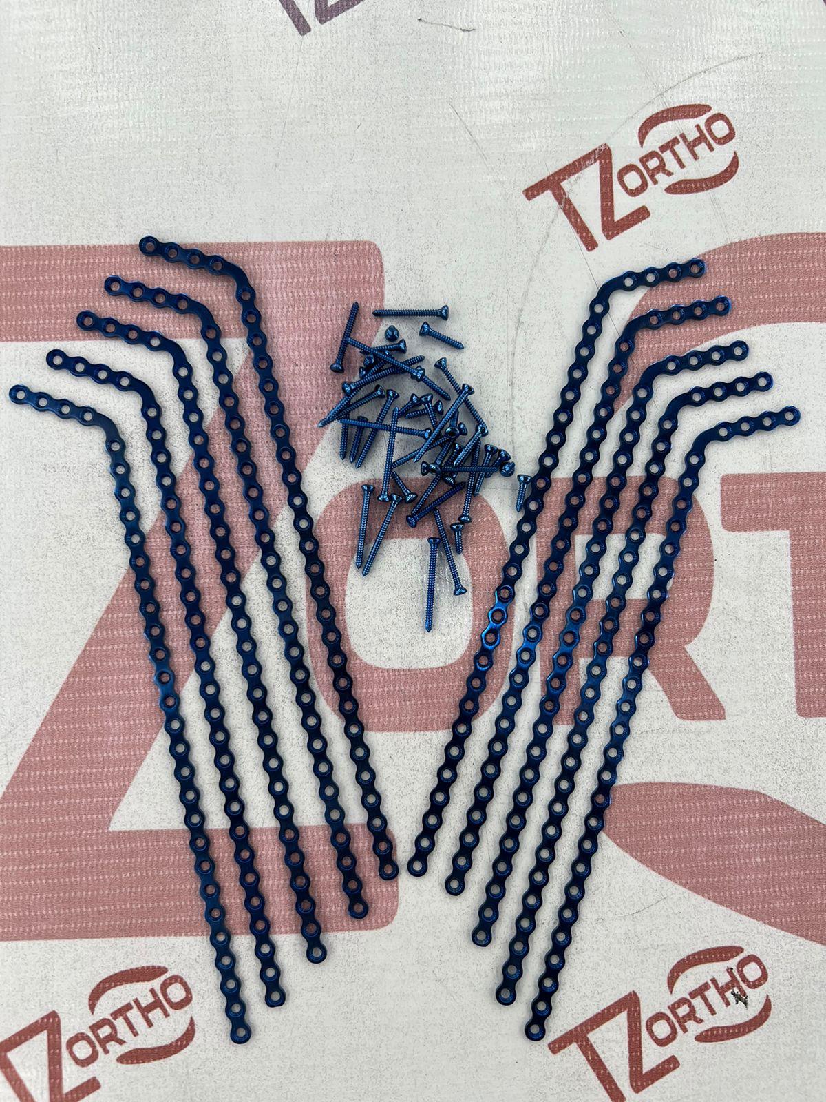 Maxillofacial Plates Titanium 2mm 5 Pieces With 8mm to 14mm Screws 90 Pcs