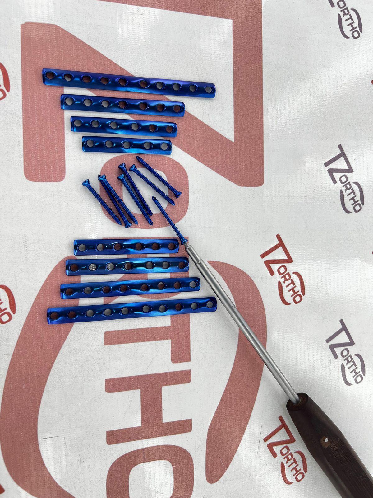 One Third Tubular Plate 3.5mm 7 Pcs With Cortical Screws Titanium 5 Grade 50 Pcs