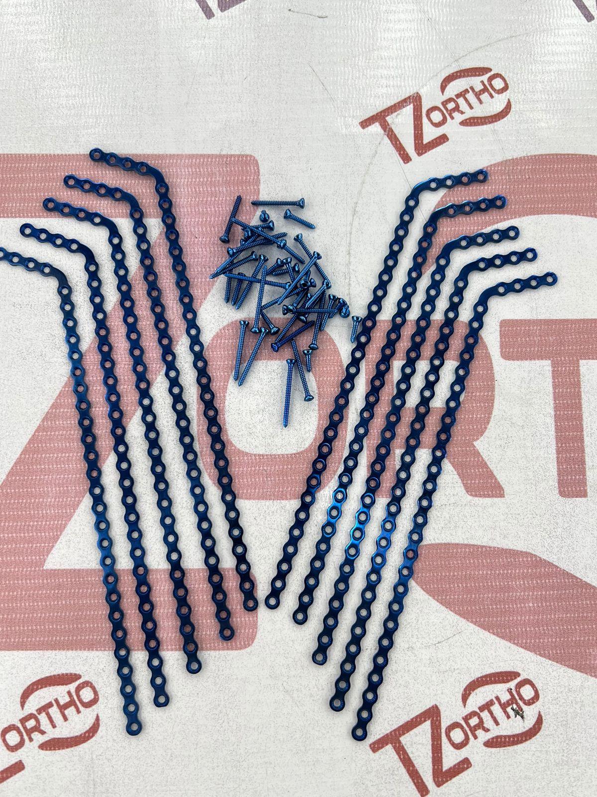 Maxillofacial Plates Titanium 2mm 5 Pieces With 8mm to 14mm Screws 90 Pcs