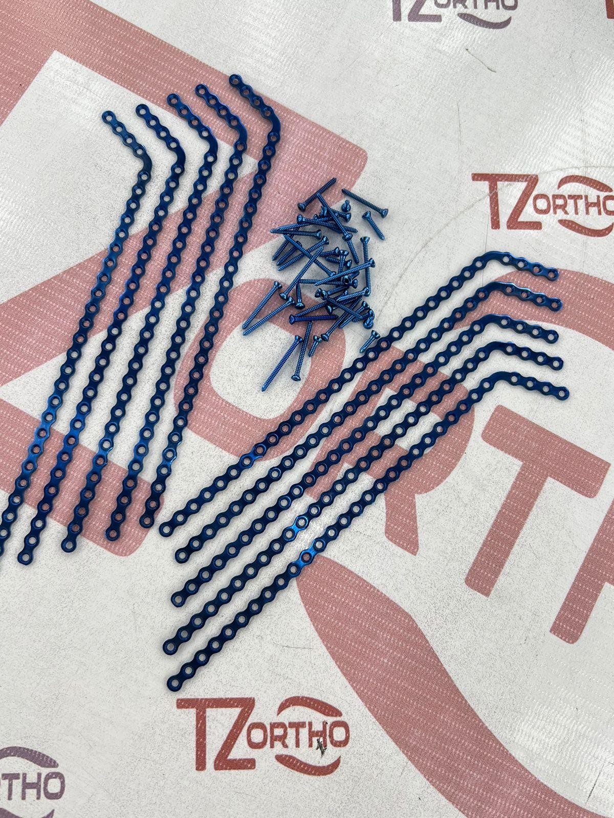 Maxillofacial Plates Titanium 2mm 5 Pieces With 8mm to 14mm Screws 90 Pcs