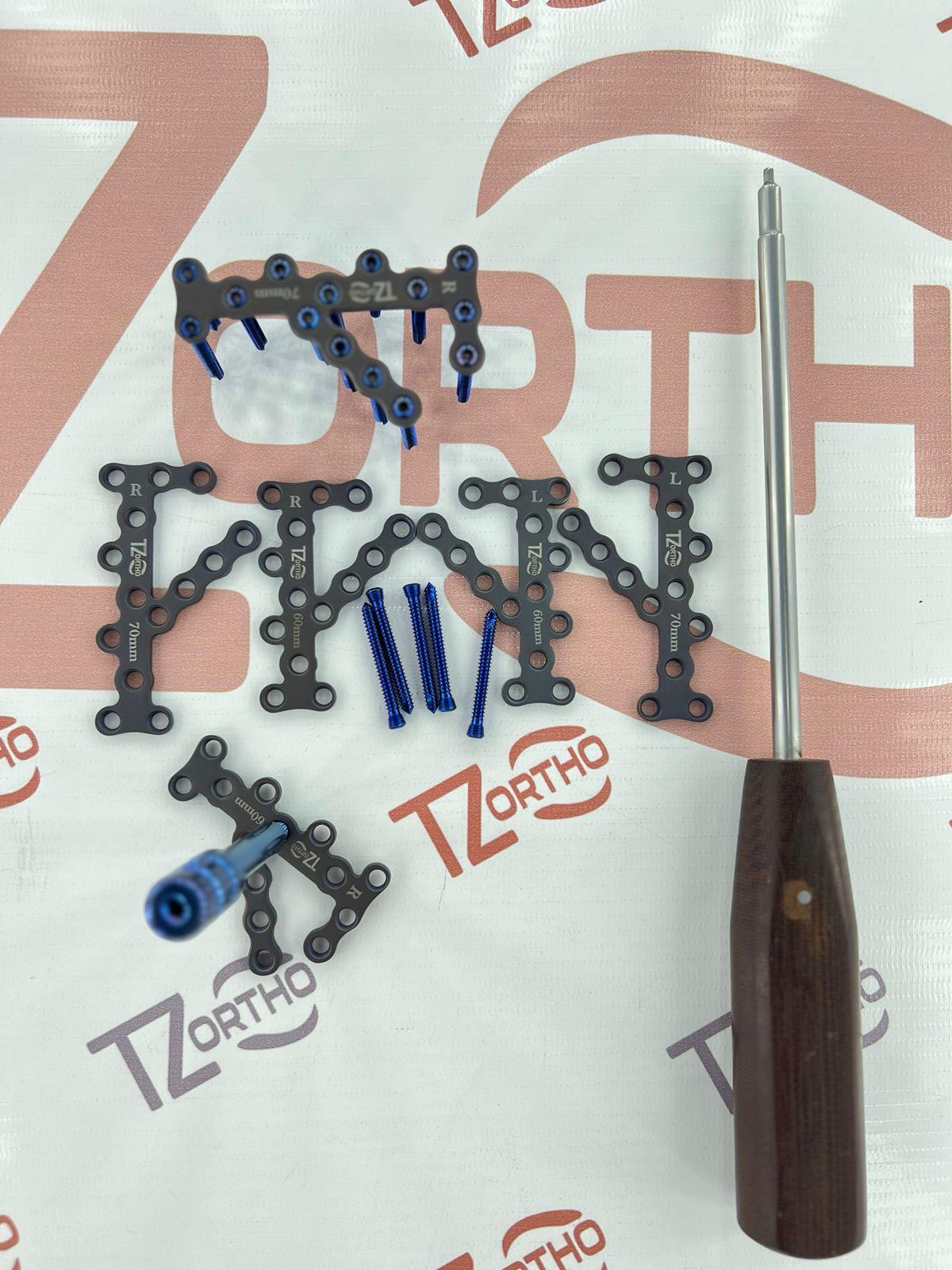 Calcaneal Bone Fixation L/R Plate 60mm & 70mm 30 Locking Screws veterinary 4Pcs