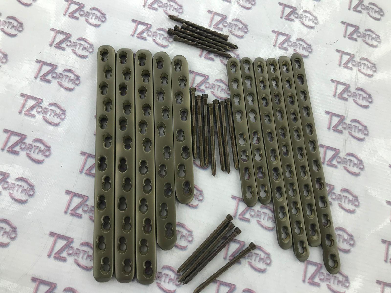 Broad Locking Plate 6 to 14 Holes & 5mm LCP screw(115 Pcs Titanium ) Veterinary
