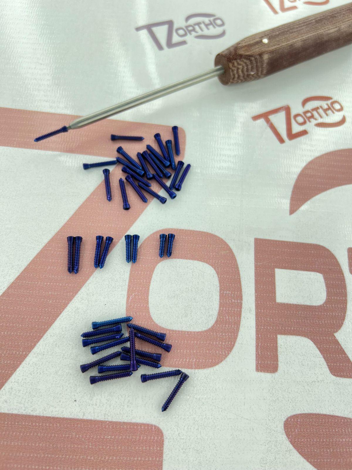 Hex Head 2.7mm Locking Screws 10-30mm Lenght Titanium 10 Pcs Each (111 Pcs)