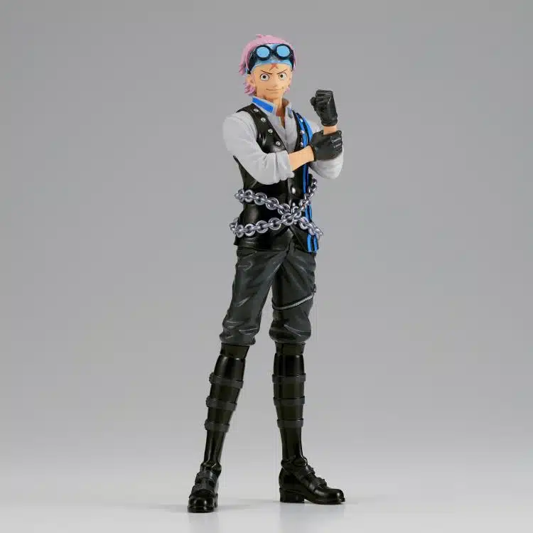 Figurine personnage manga avec lunettes et chaînes