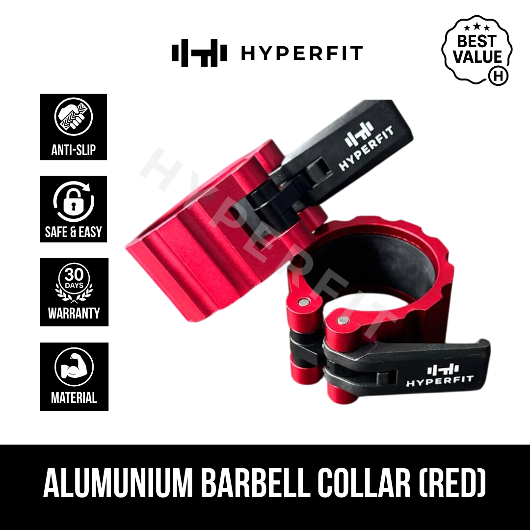 HYPERFIT Barbell Collar – Aluminium Anti Slip Locking Clamp 50mm, 1 Pasang