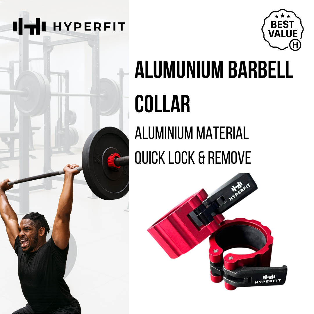 HYPERFIT Barbell Collar – Aluminium Anti Slip Locking Clamp 50mm, 1 Pasang