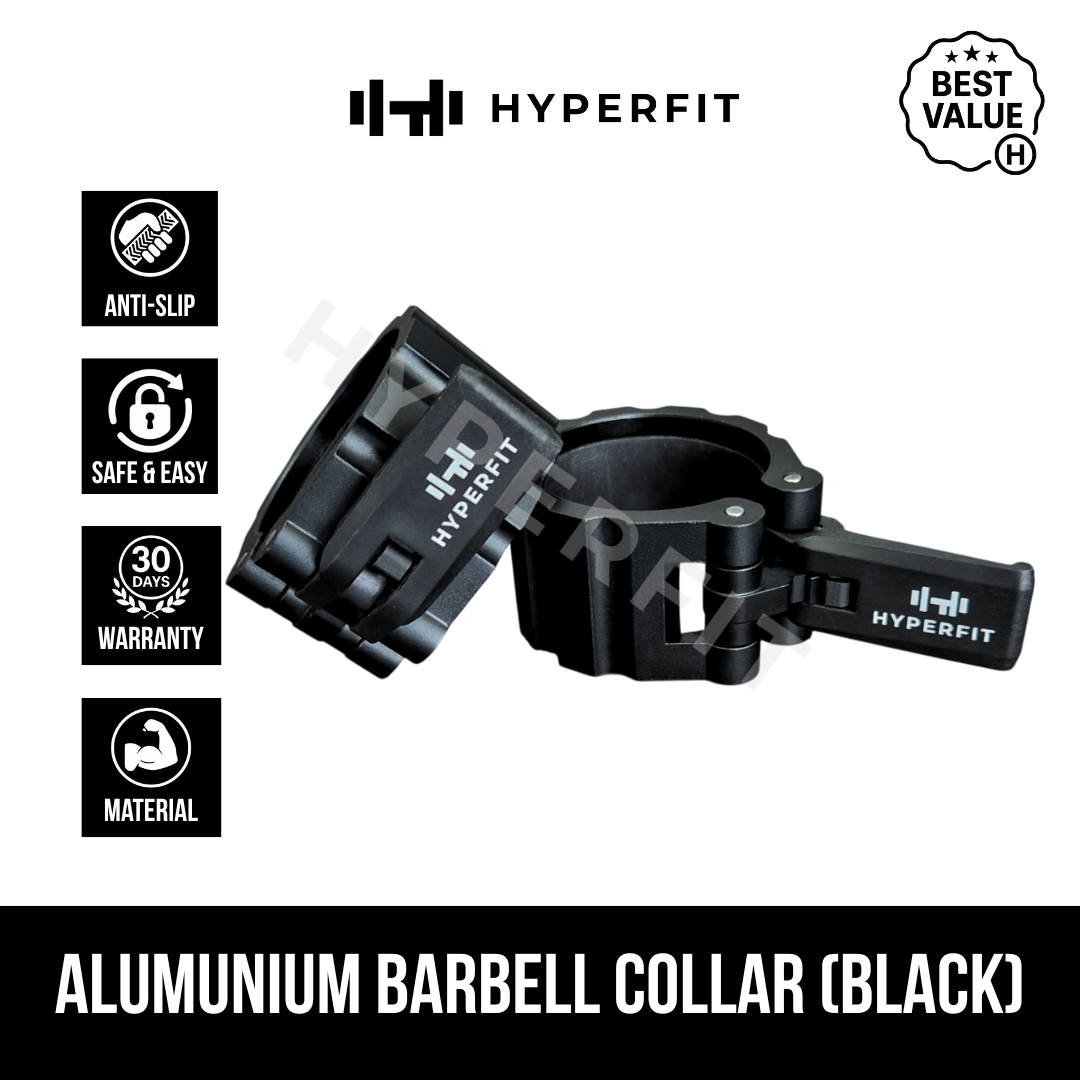 HYPERFIT Barbell Collar – Aluminium Anti Slip Locking Clamp 50mm, 1 Pasang