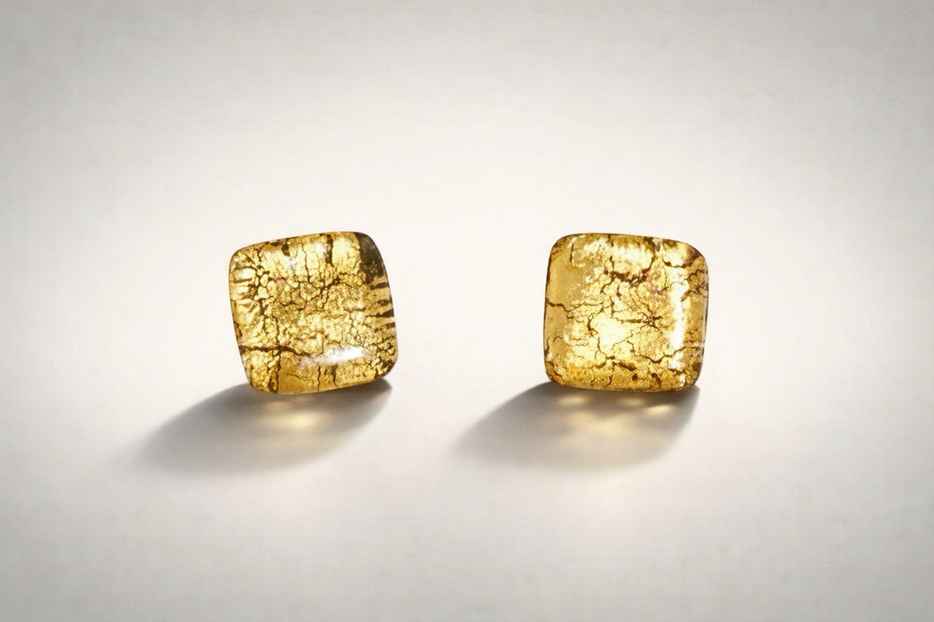 Gold Leaf Square Stud Earrings