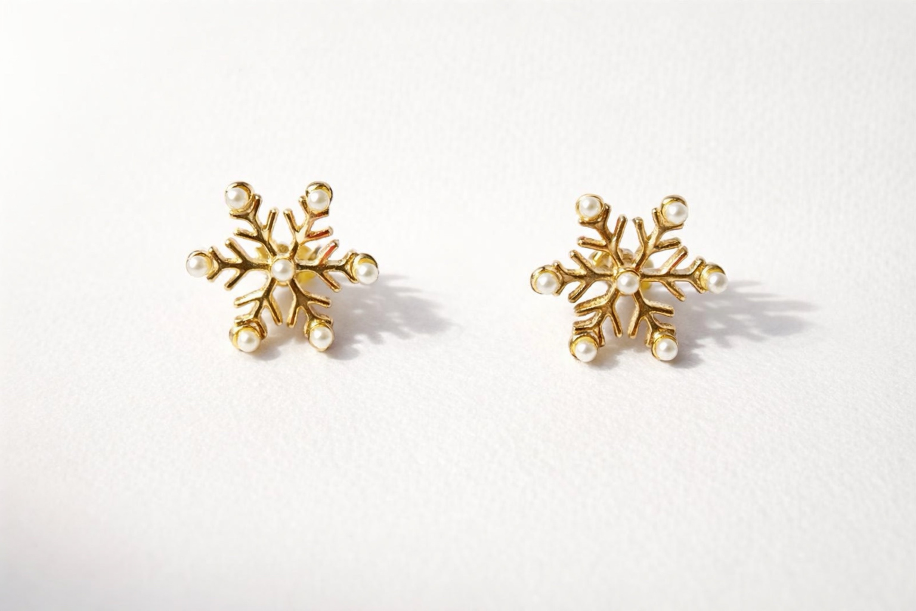 Gold Snowflake Stud Earrings