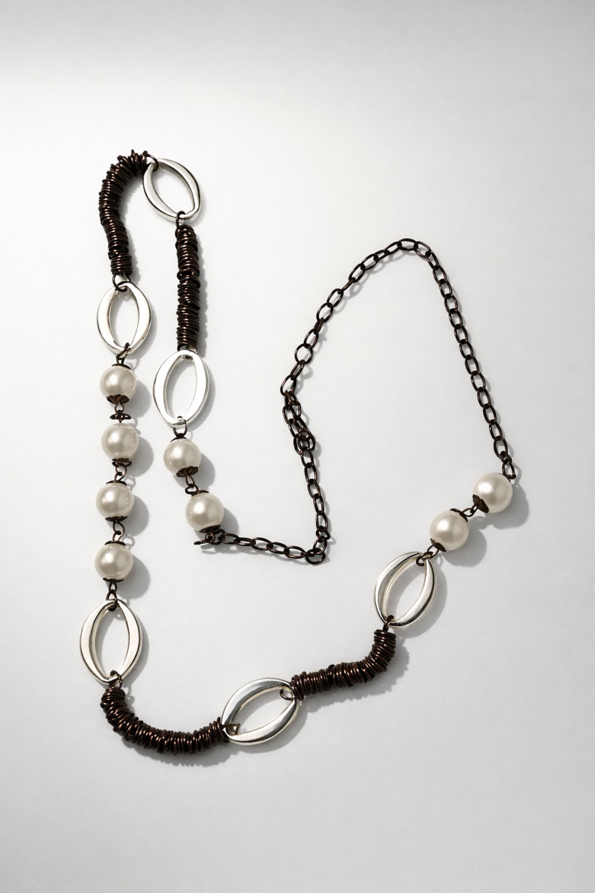 Elegant Pearl & Metal Chain Necklace