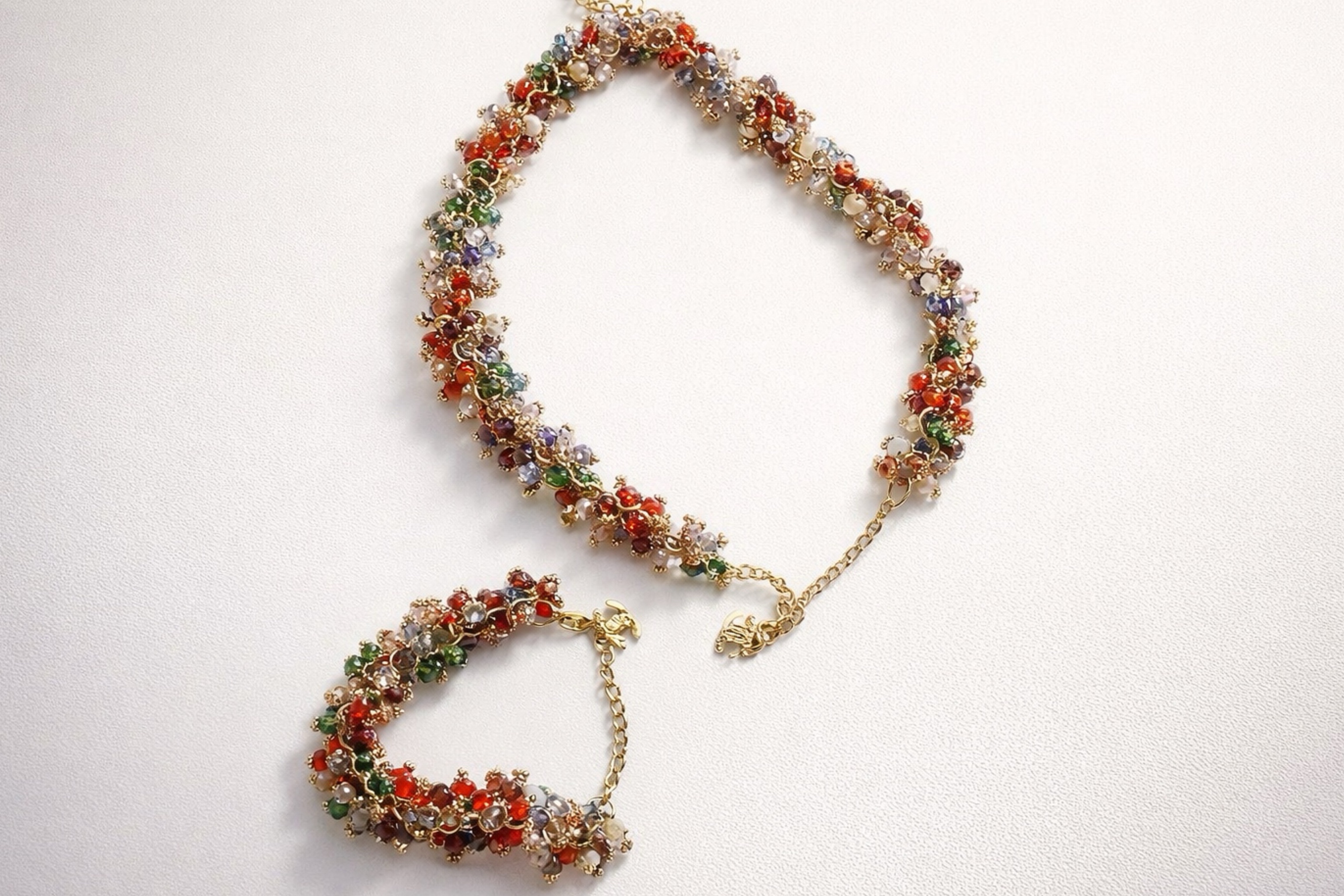 Colorful Beaded Necklace and Bracelet Set