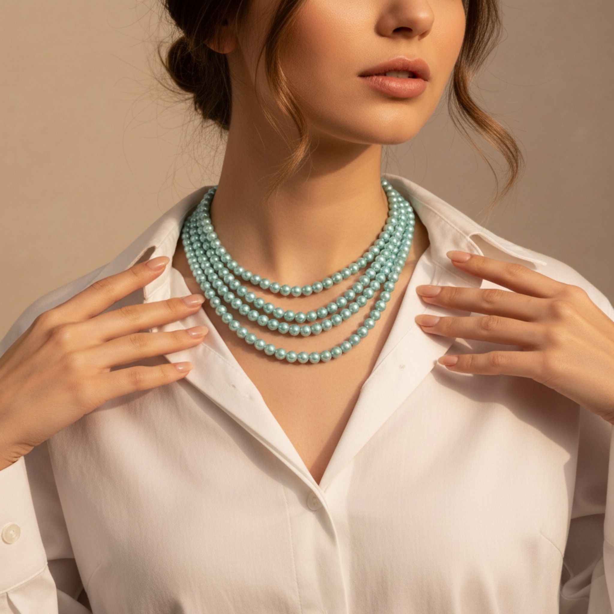 Aqua Blue Pearl Necklace
