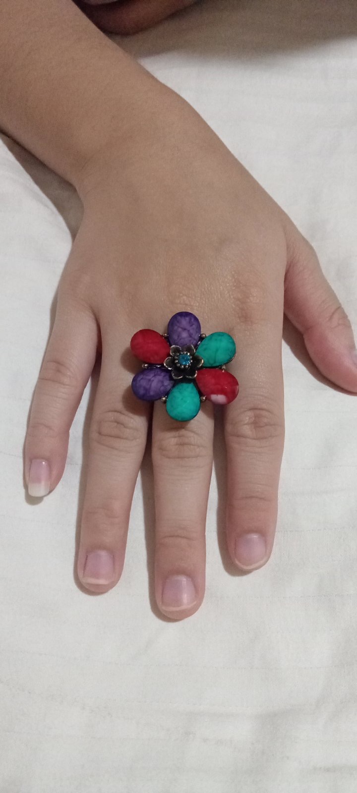 Colorful Gemstone Flower Ring
