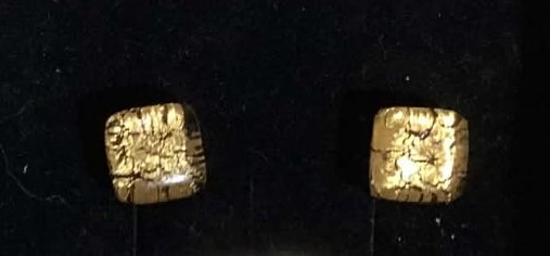 Gold Leaf Square Stud Earrings