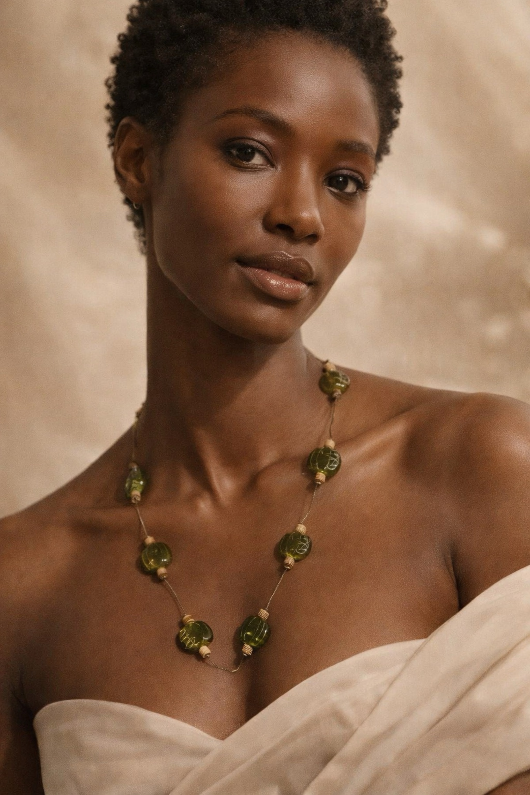 Green Glass Bead Necklace