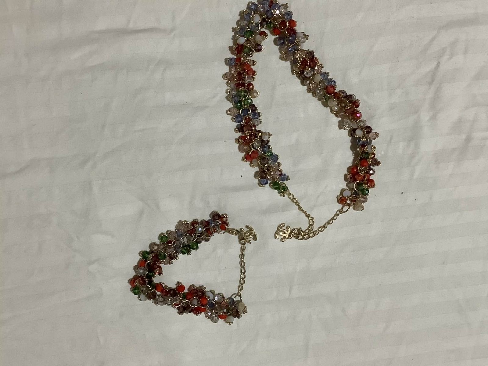 Colorful Beaded Necklace and Bracelet Set