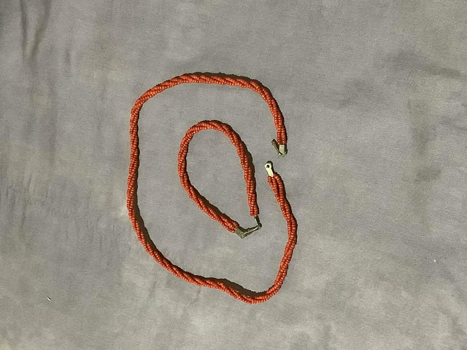 Red Beaded Necklace and Bracelet