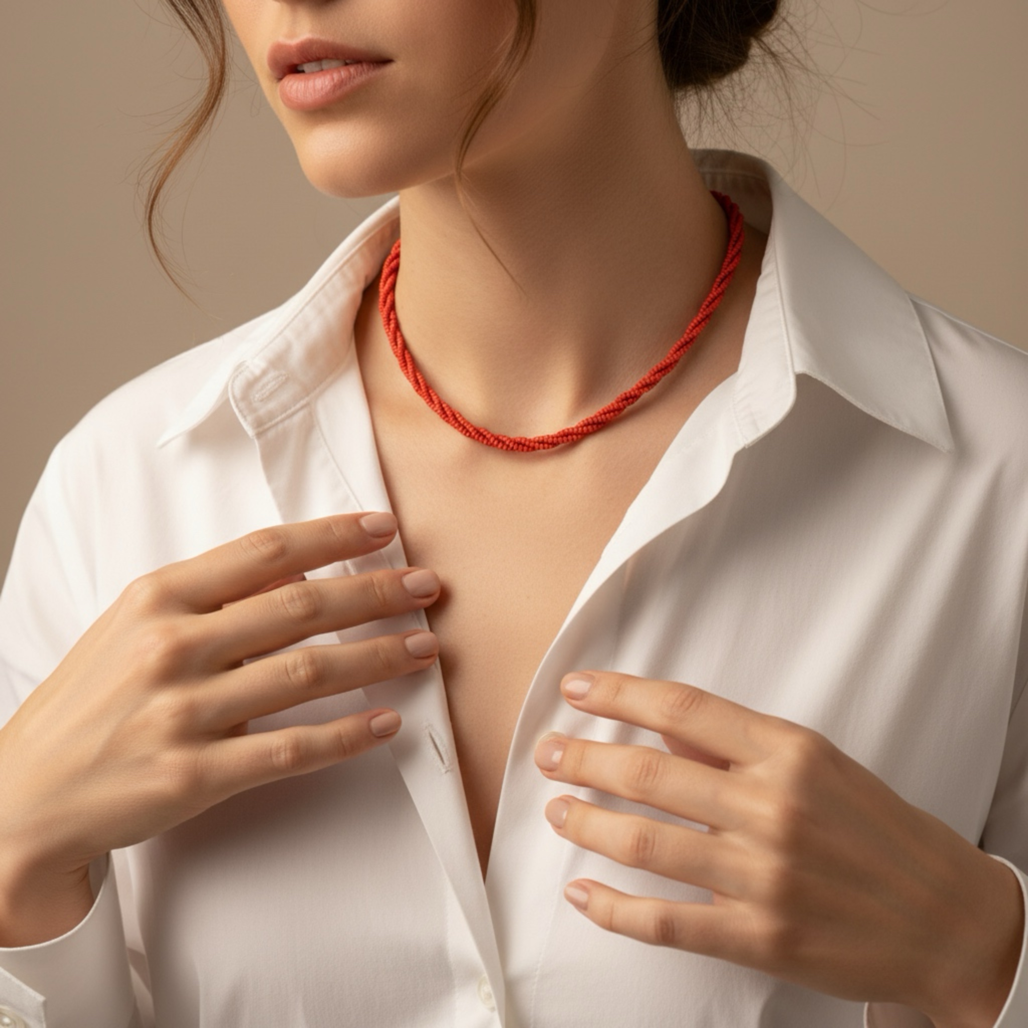 Red Beaded Necklace and Bracelet