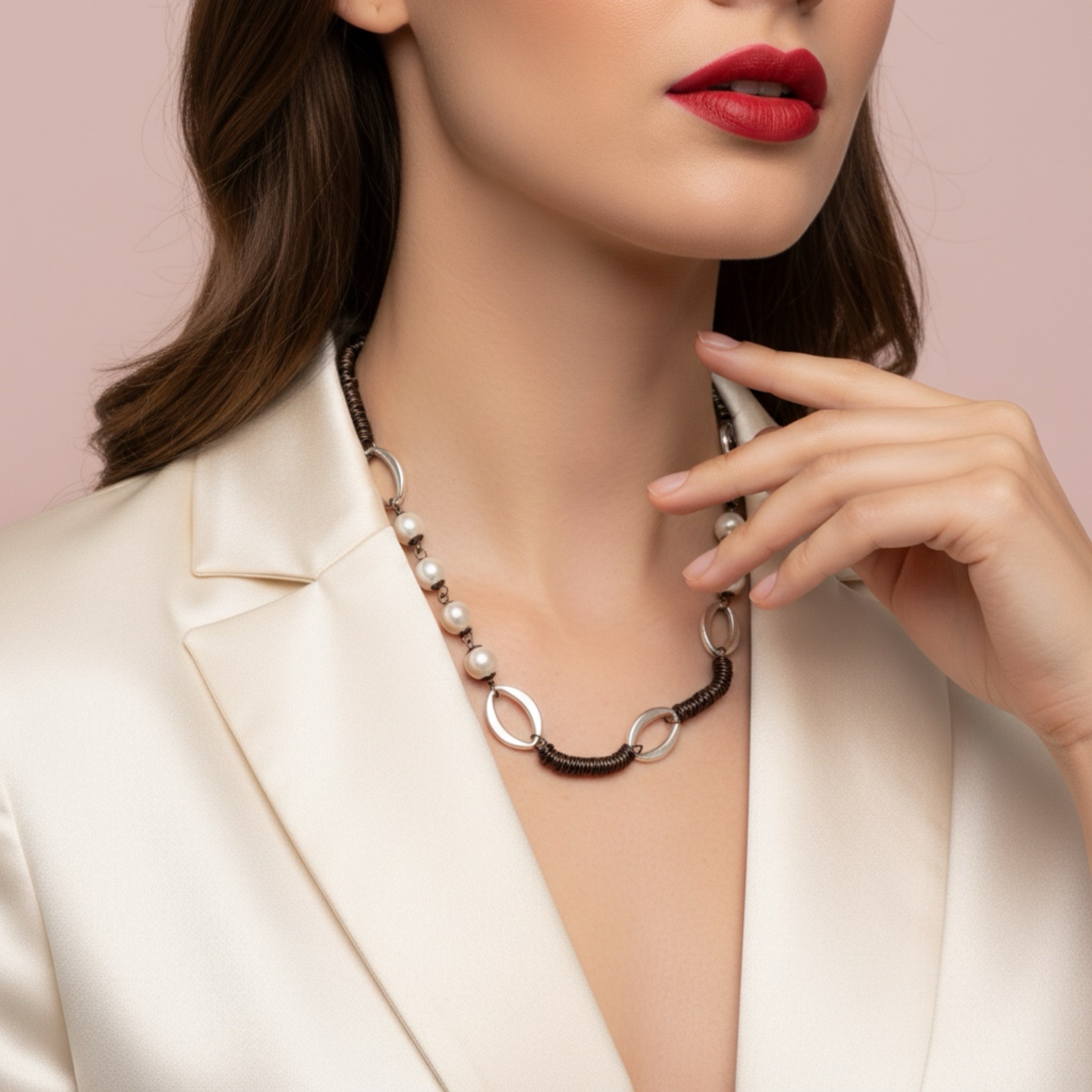 Elegant Pearl & Metal Chain Necklace