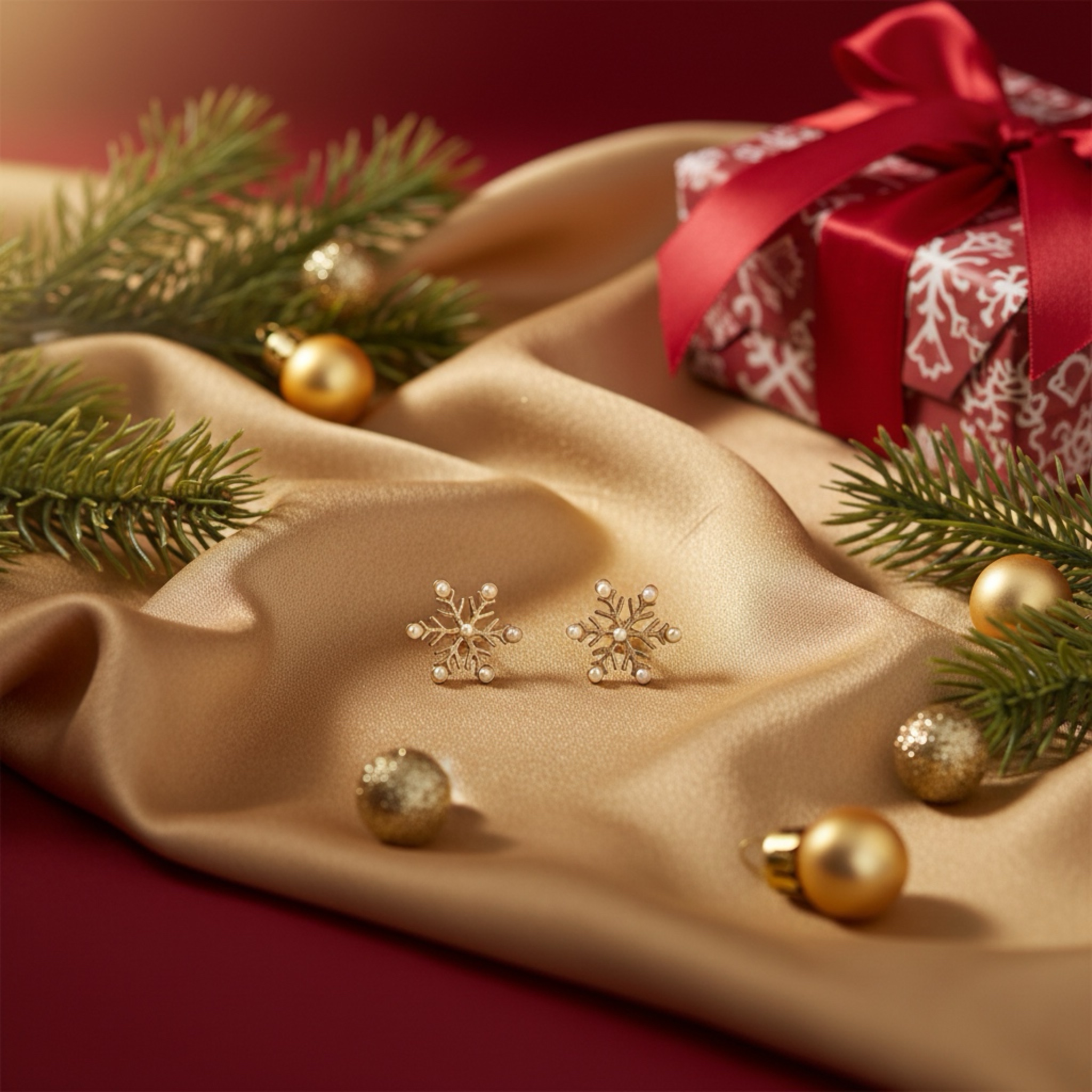 Gold Snowflake Stud Earrings