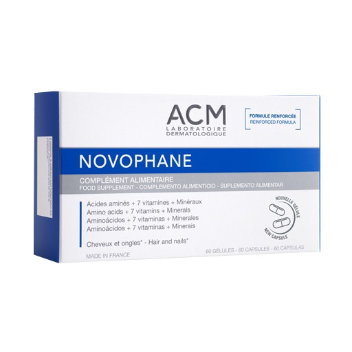 ACM Laboratoire Dermatologique Novophane Hair and Nails Food Supplement Capsules.