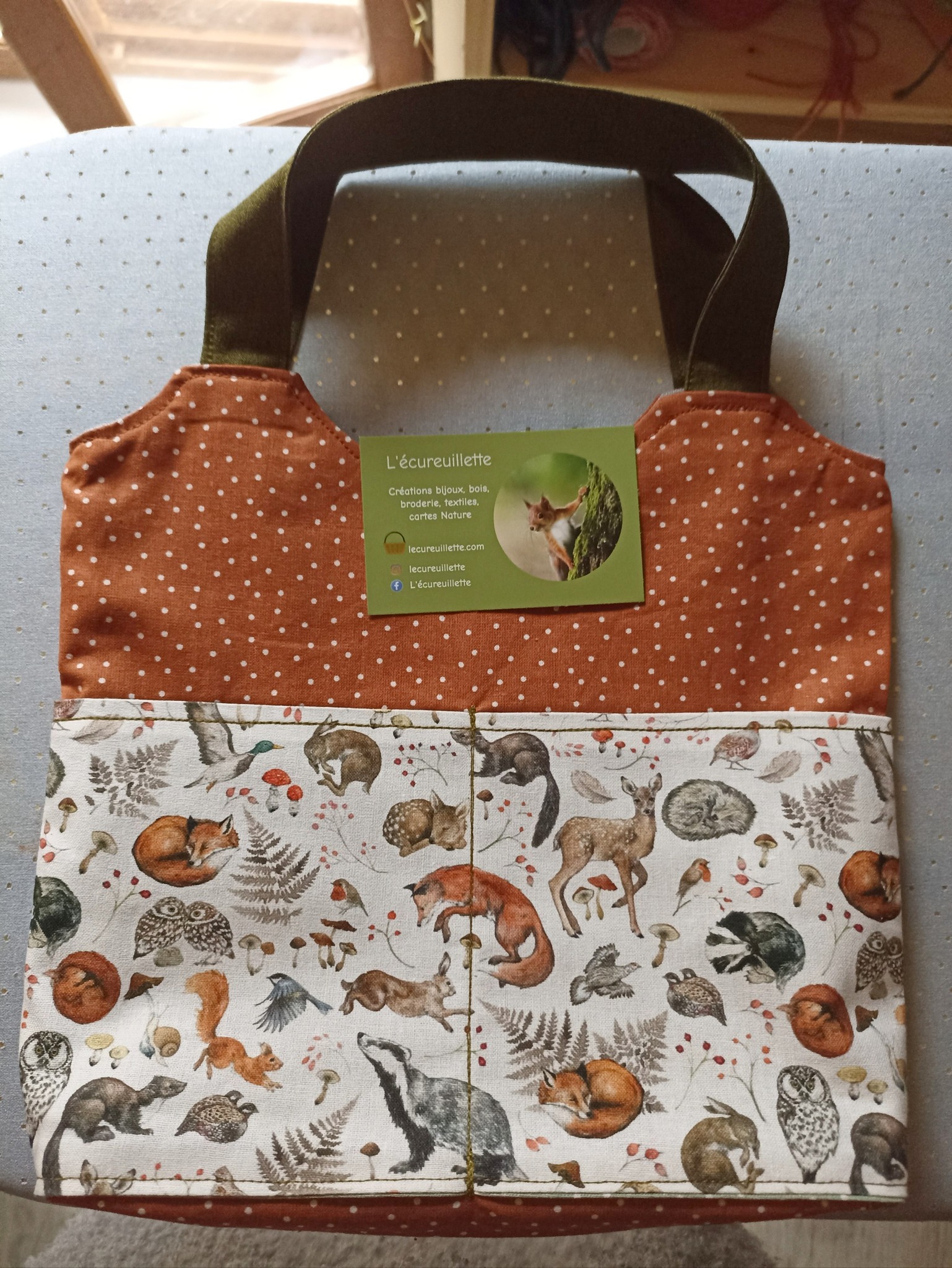Sac en tissu fait main, tissu faune, animaux