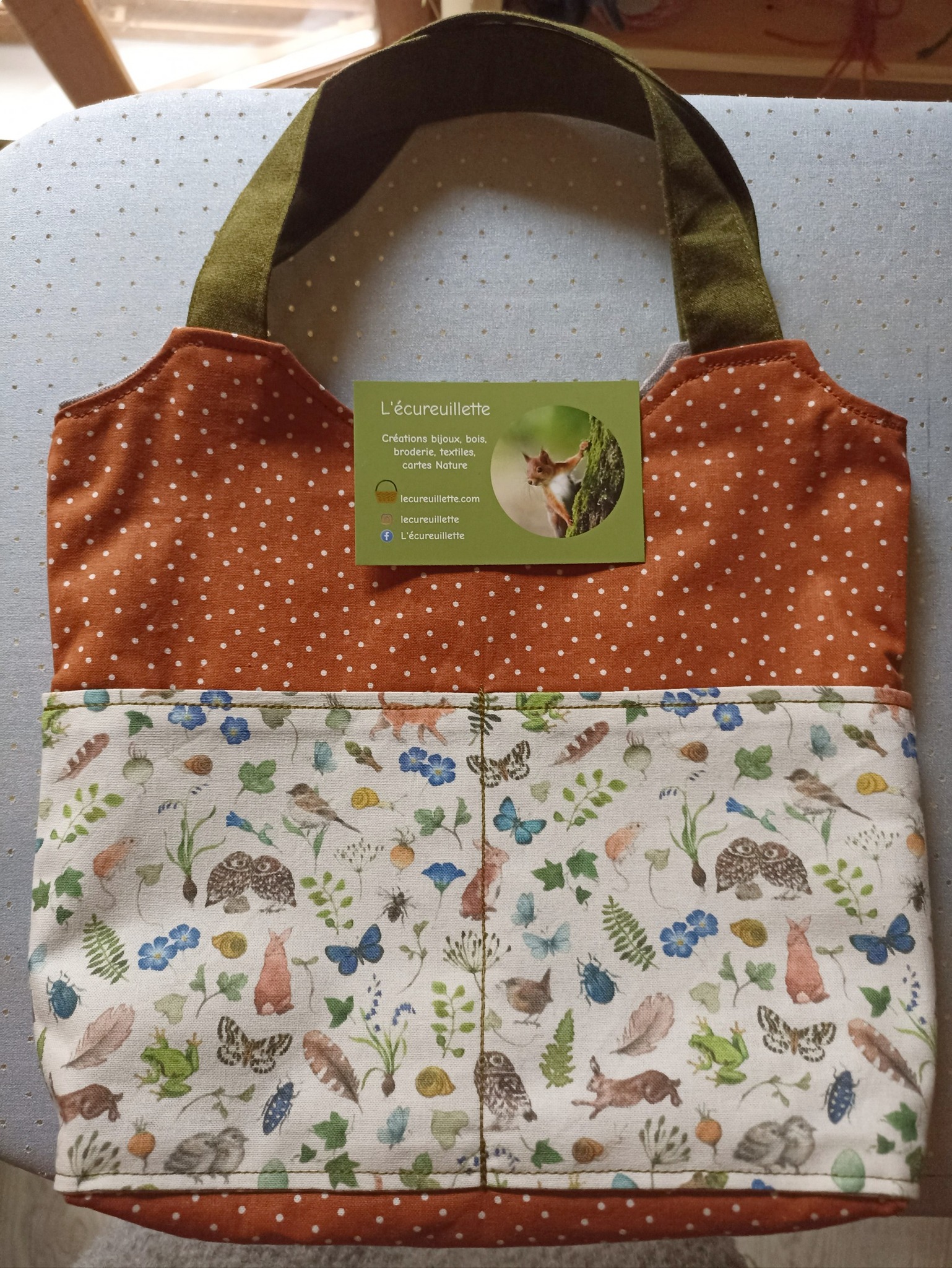 Sac en tissu fait main, tissu faune, animaux