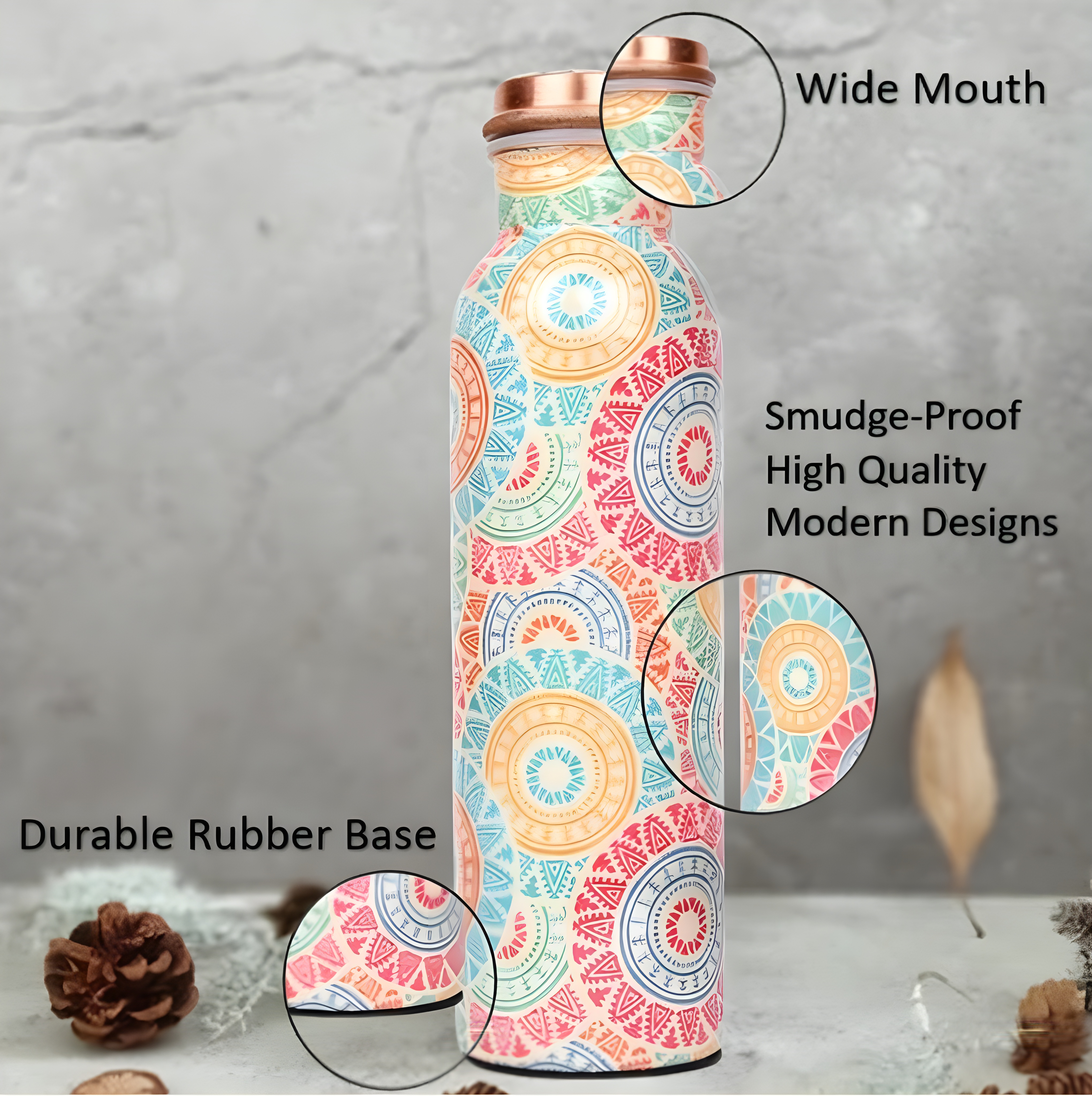 Printed Copper Water Bottle