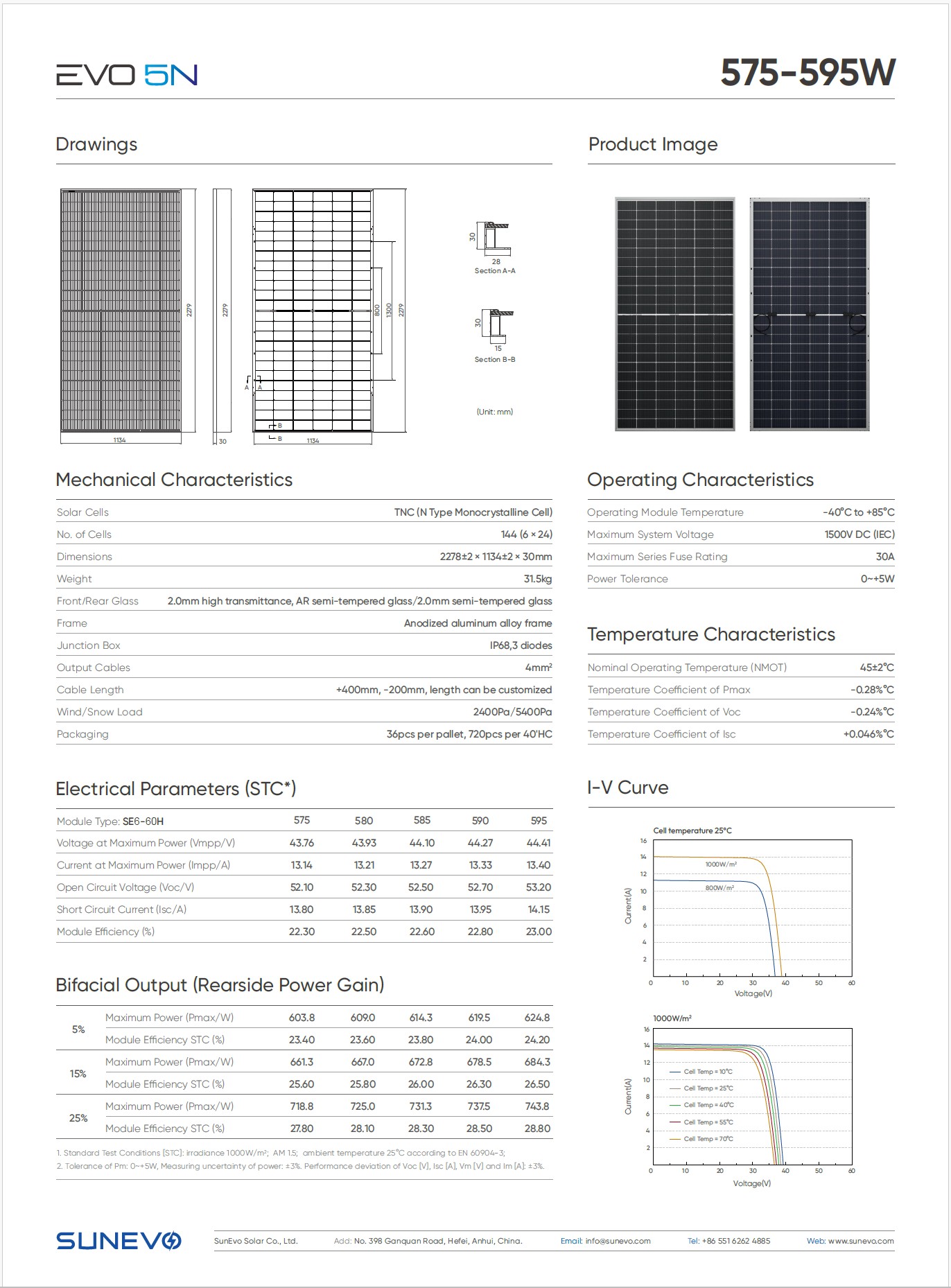 SUNEVO 590W Bifacial Solar Panel