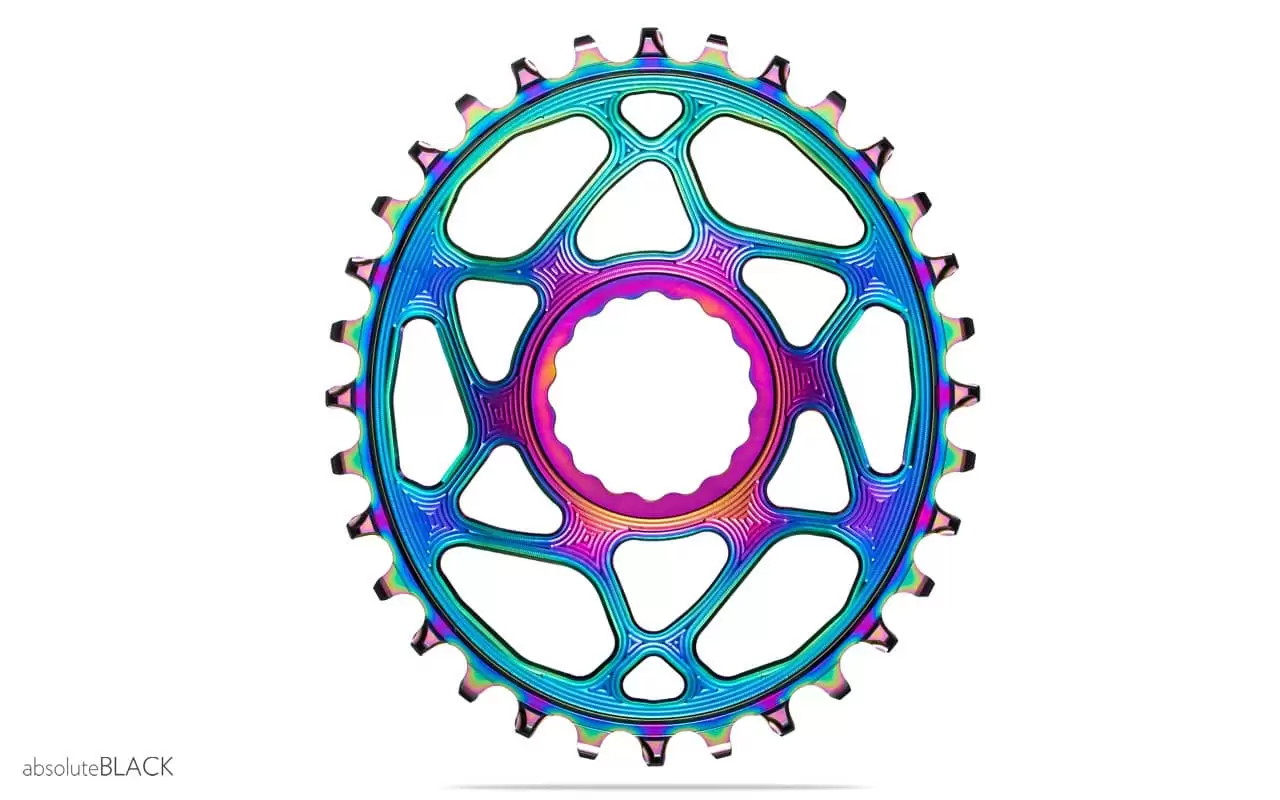Plato absoluteBLACK ovalado RAINBOW estrecho-ancho de montaje directo - SRAM de 3 tornillos, desplazamiento de 3 mm