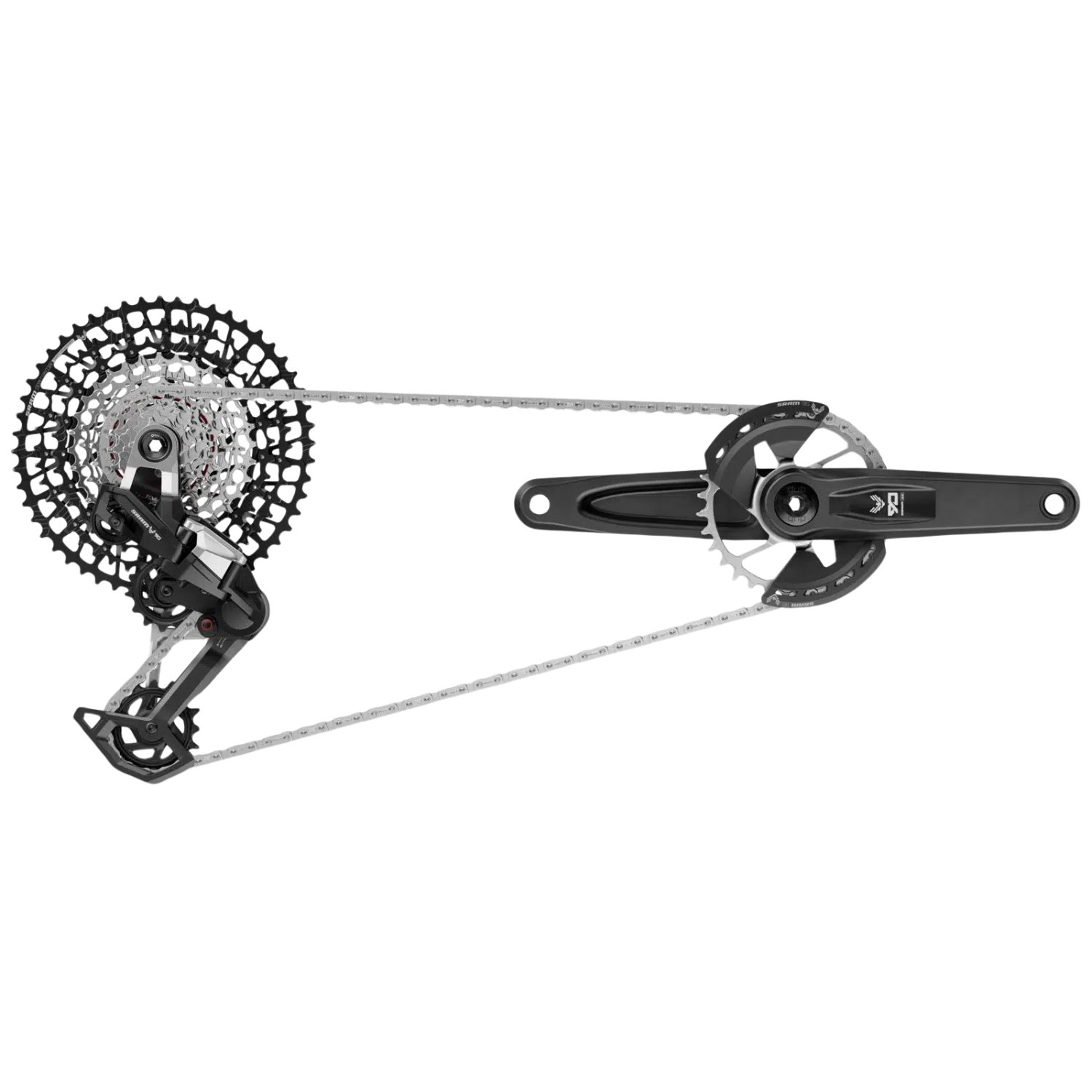 Grupo de Transmisión SRAM 90 Eagle T-Type 12 vel, (Biela 165mm, Hoja 32t,10-52t Cassette, Cambio, Cadena)