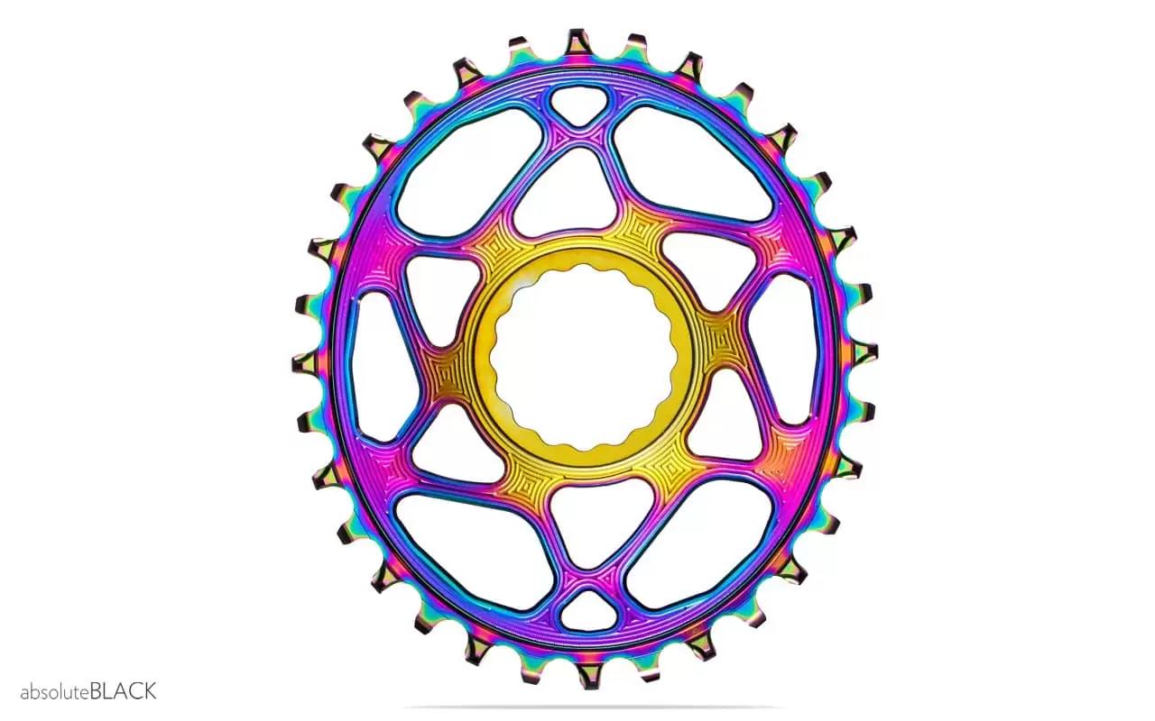 Plato absoluteBLACK ovalado RAINBOW estrecho-ancho de montaje directo - SRAM de 3 tornillos, desplazamiento de 3 mm