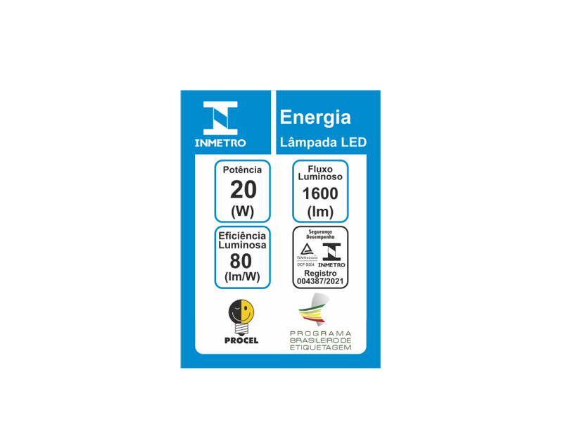 Lâmpada Led E27 20W 6500K Bivolt Taschibra