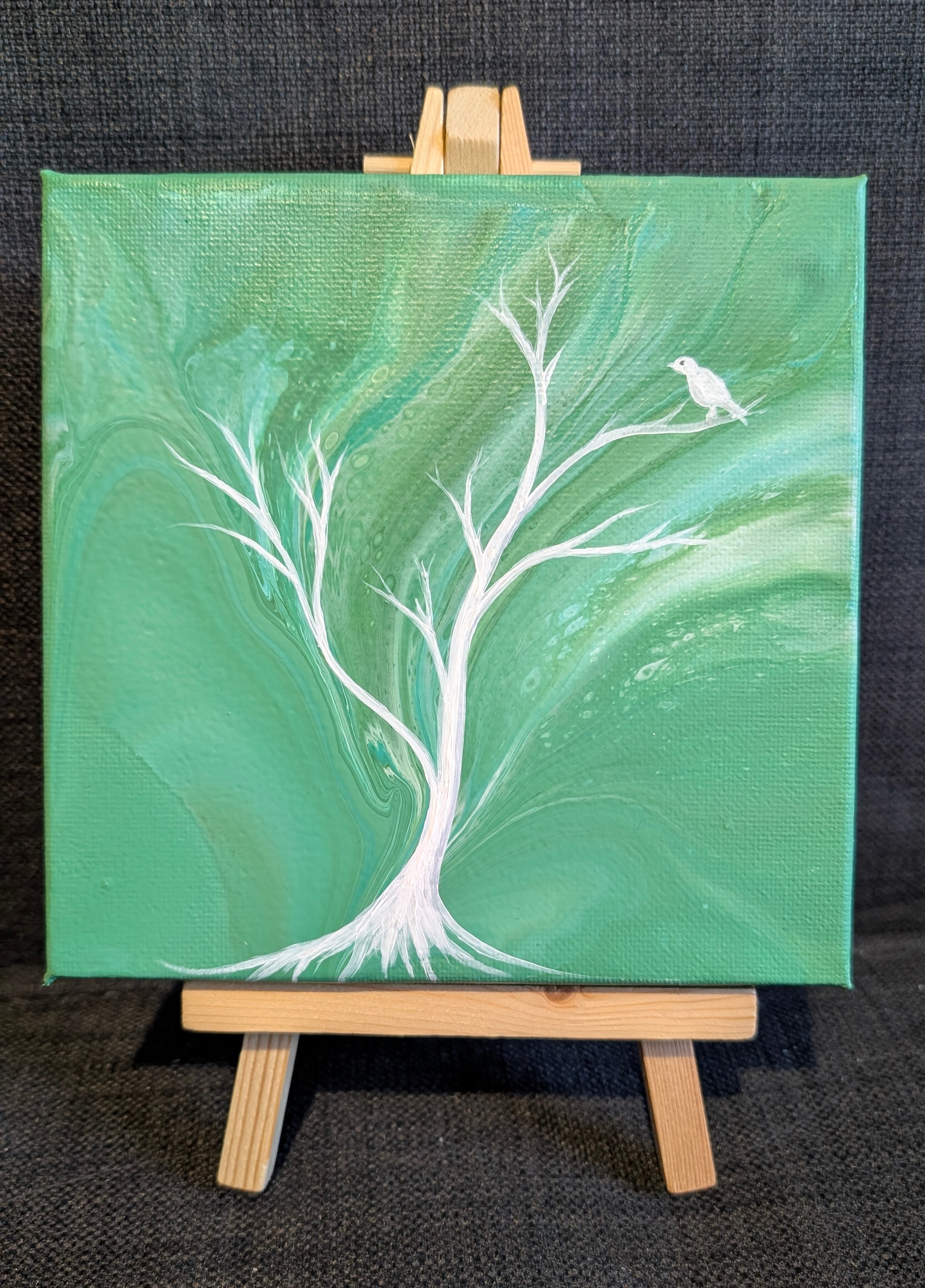 White Tree & Bird Acrylic Art